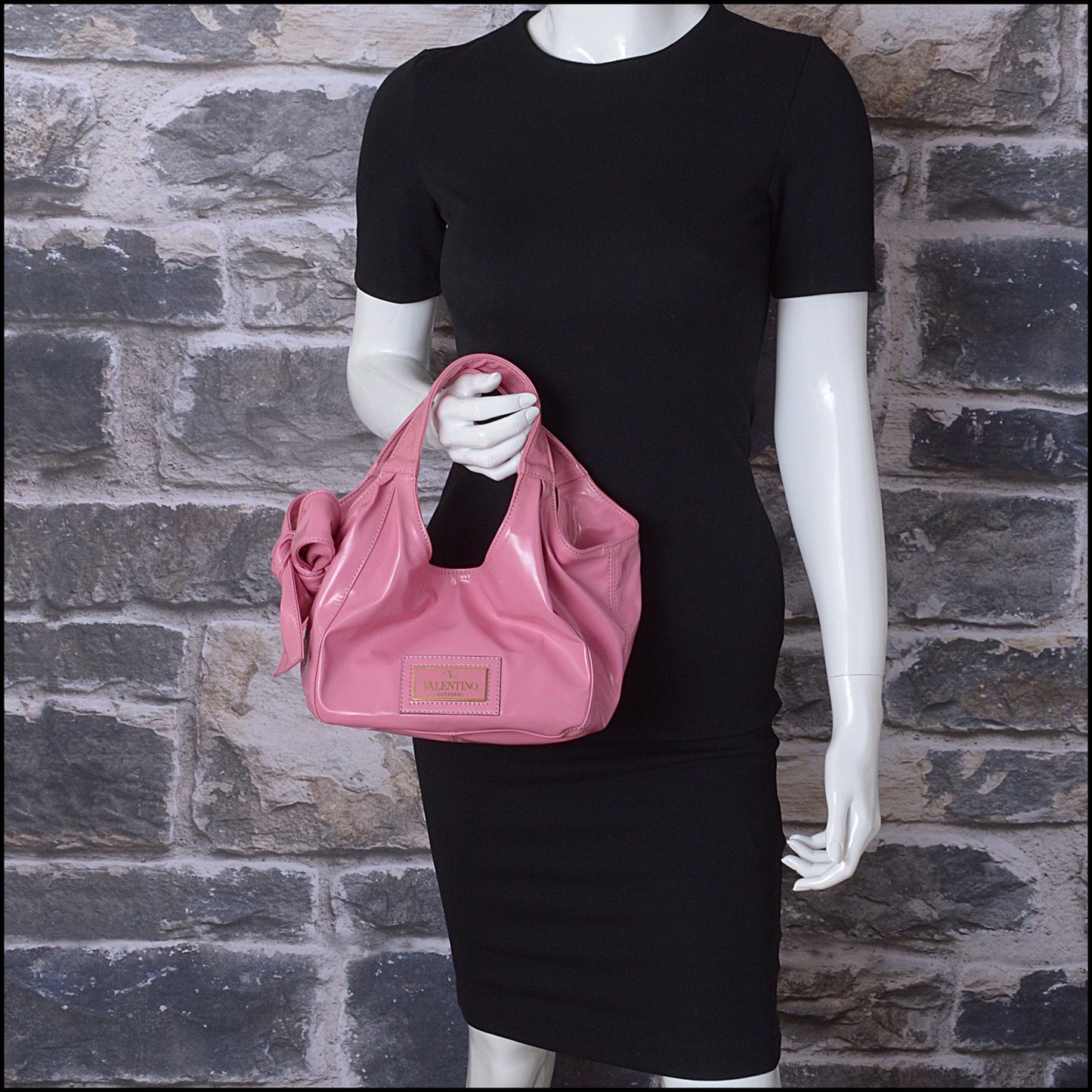 RDC14616 VALENTINO Pink Patent Mini Bow Bag