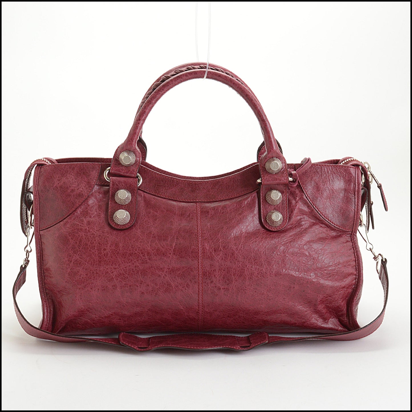 RDC14349 Authentic BALENCIAGA '09 Red Lambskin Silver Giant HW Part Time Bag