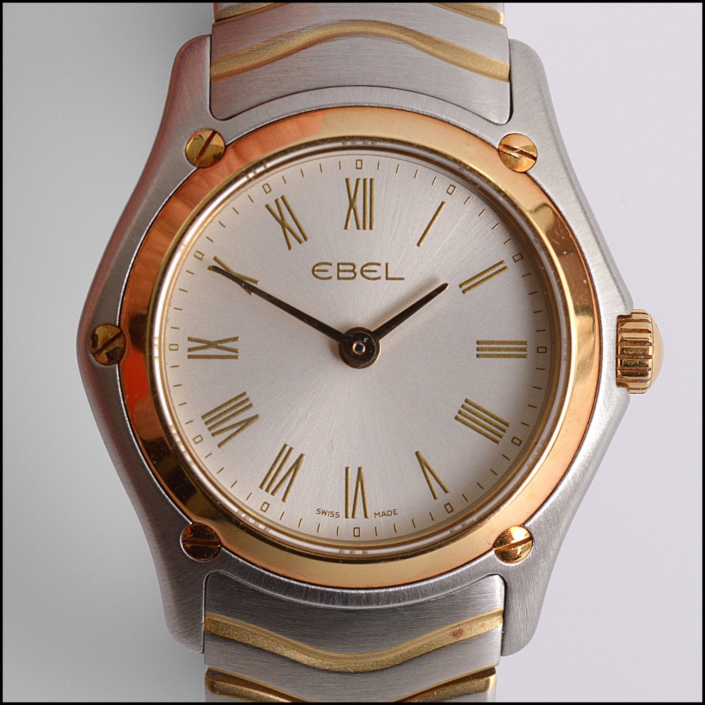 RDC14079 Authentic EBEL Classic Yellow Gold and Steel MOP Dial Mini Wave Watch