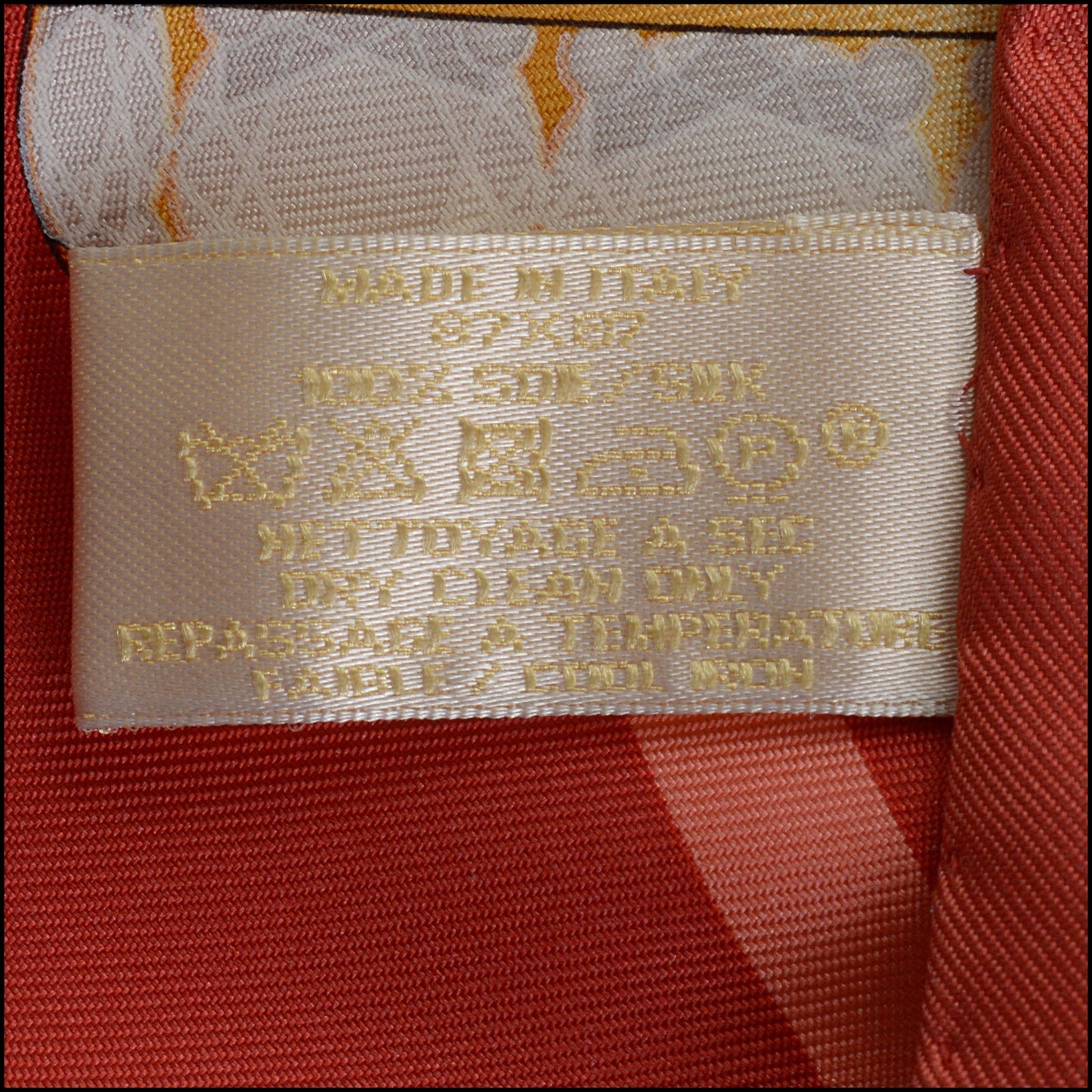 RDC14252 Authentic CARTIER Red / Beige / Gold Jeweled Ribbons 90cm Silk Scarf