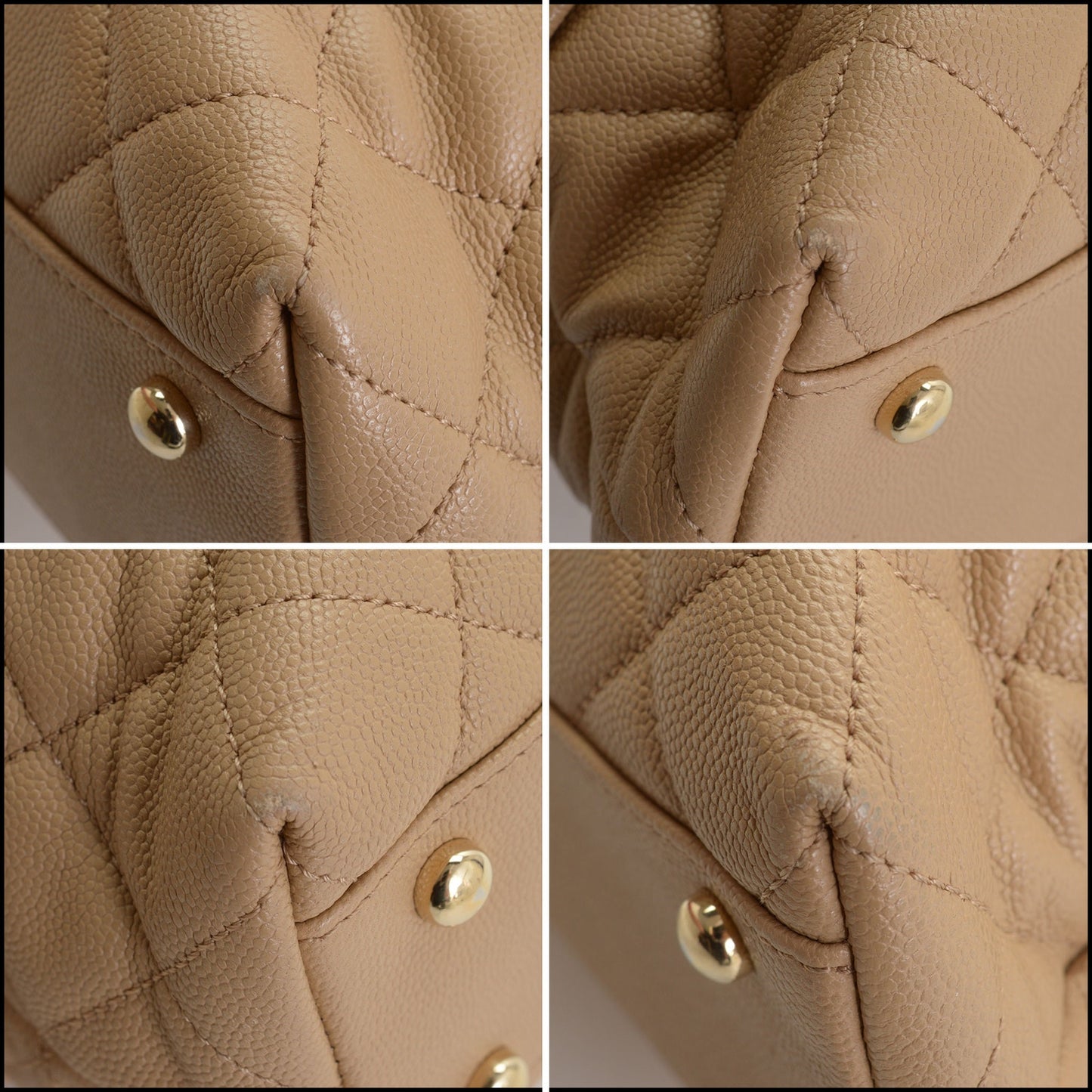 RDC14915 CHANEL 2019 Beige Caviar Leather Gold HW Rolled Up Bag