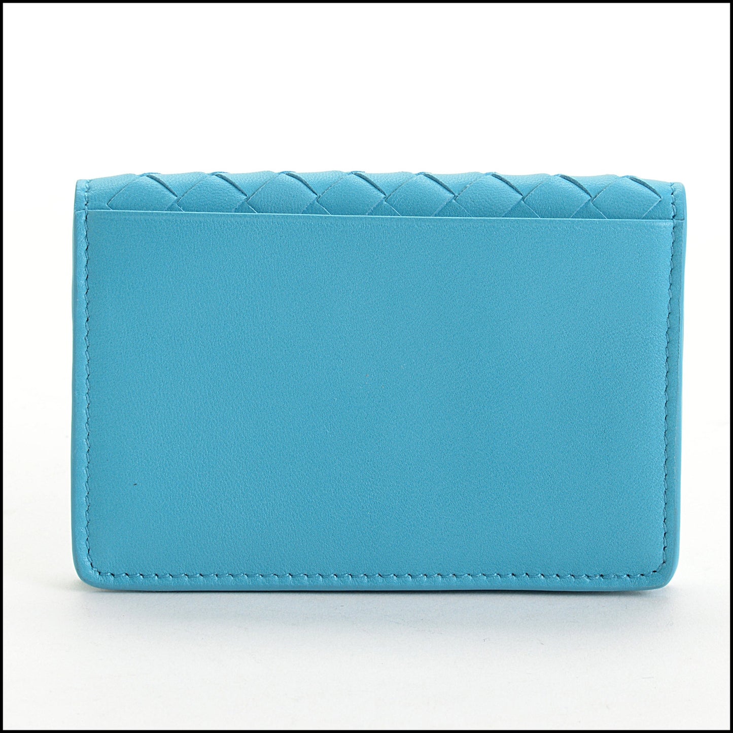 RDC14828 BOTTEGA VENETA Turquoise Nappa Leather Intrecciato Card Wallet