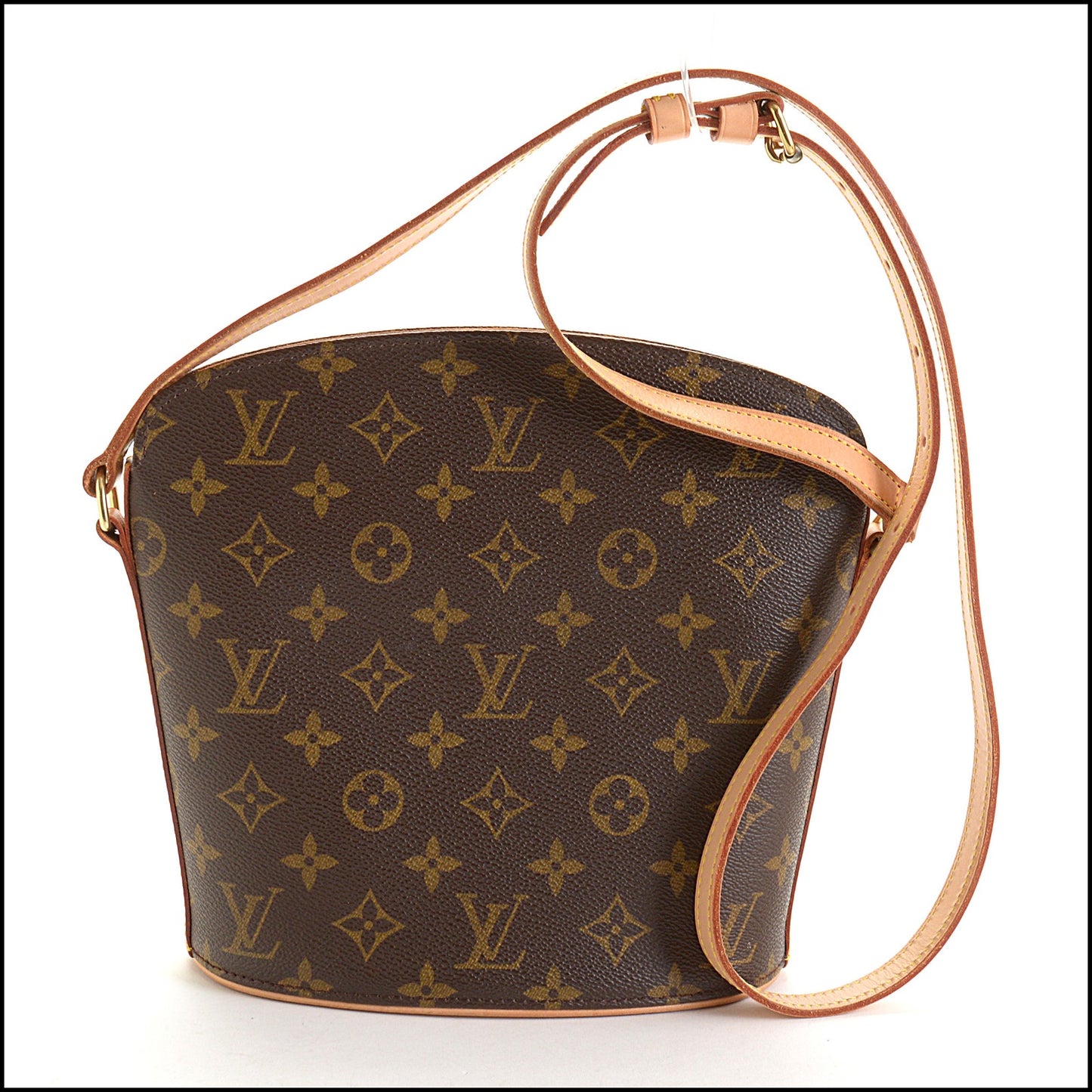 RDC14937 LOUIS VUITTON Dark Brown Drouot Monogram Canvas Crossbody Bag