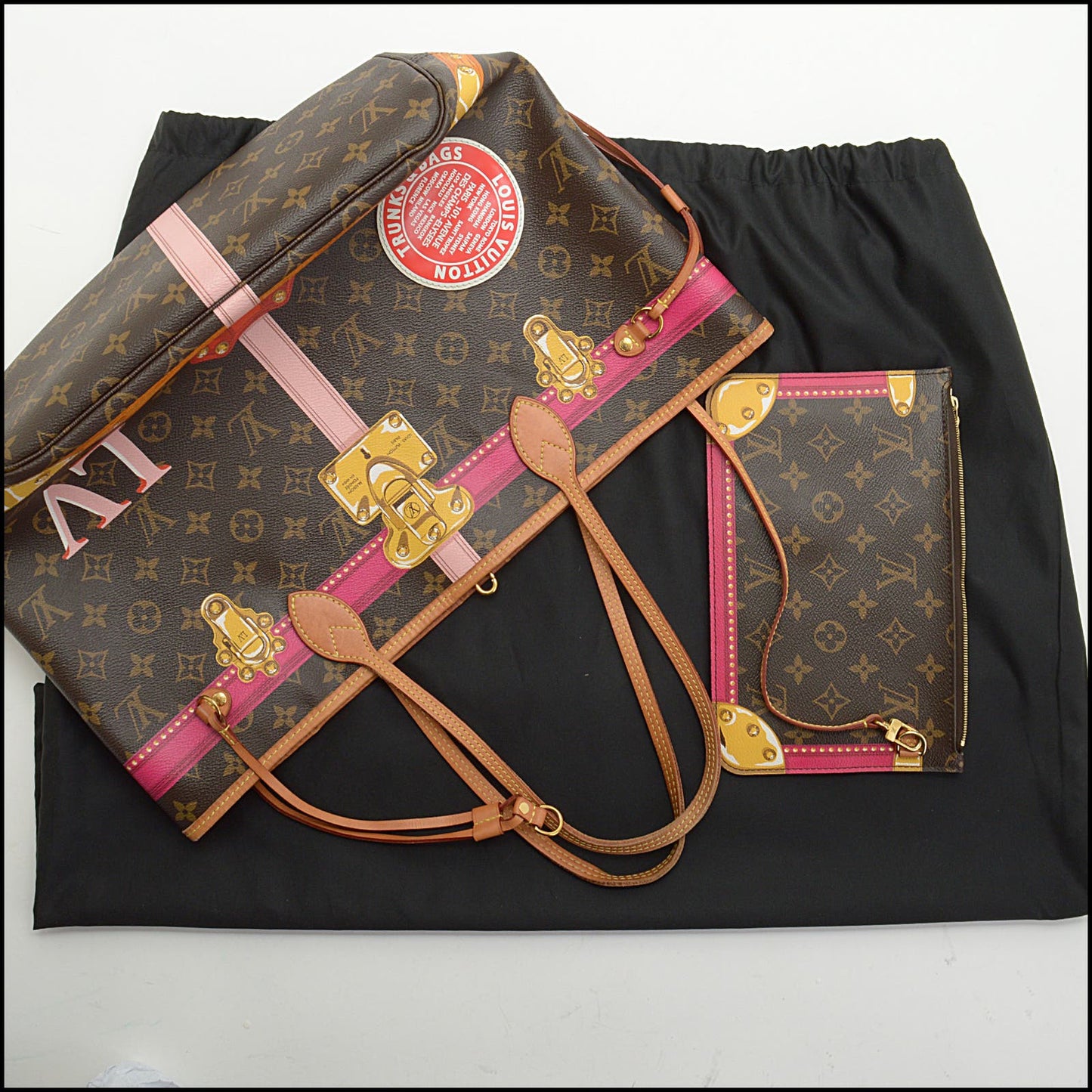 RDC13876 Authentic LOUIS VUITTON Monogram Canvas Summer Trunks Neverfull MM Bag