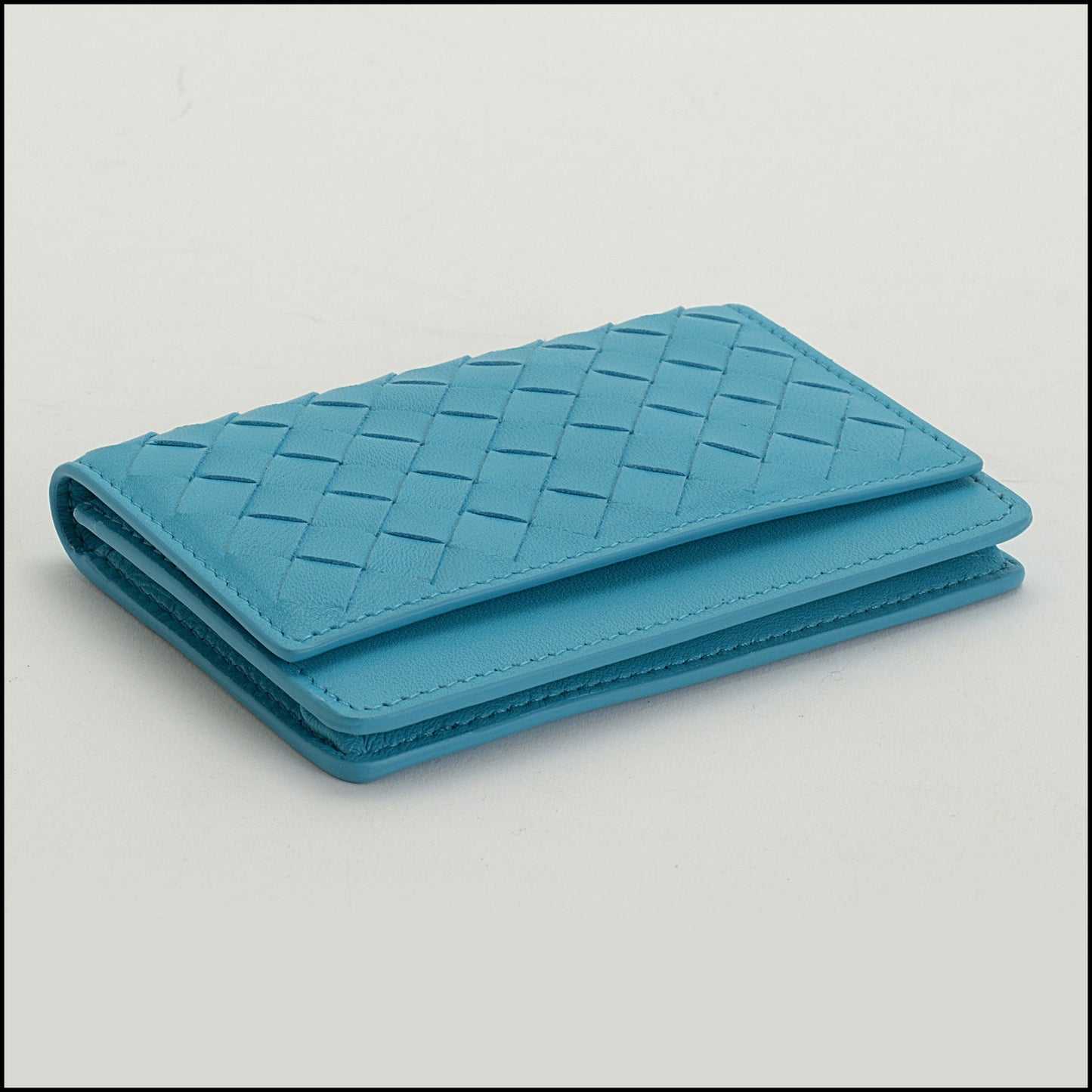 RDC14828 BOTTEGA VENETA Turquoise Nappa Leather Intrecciato Card Wallet