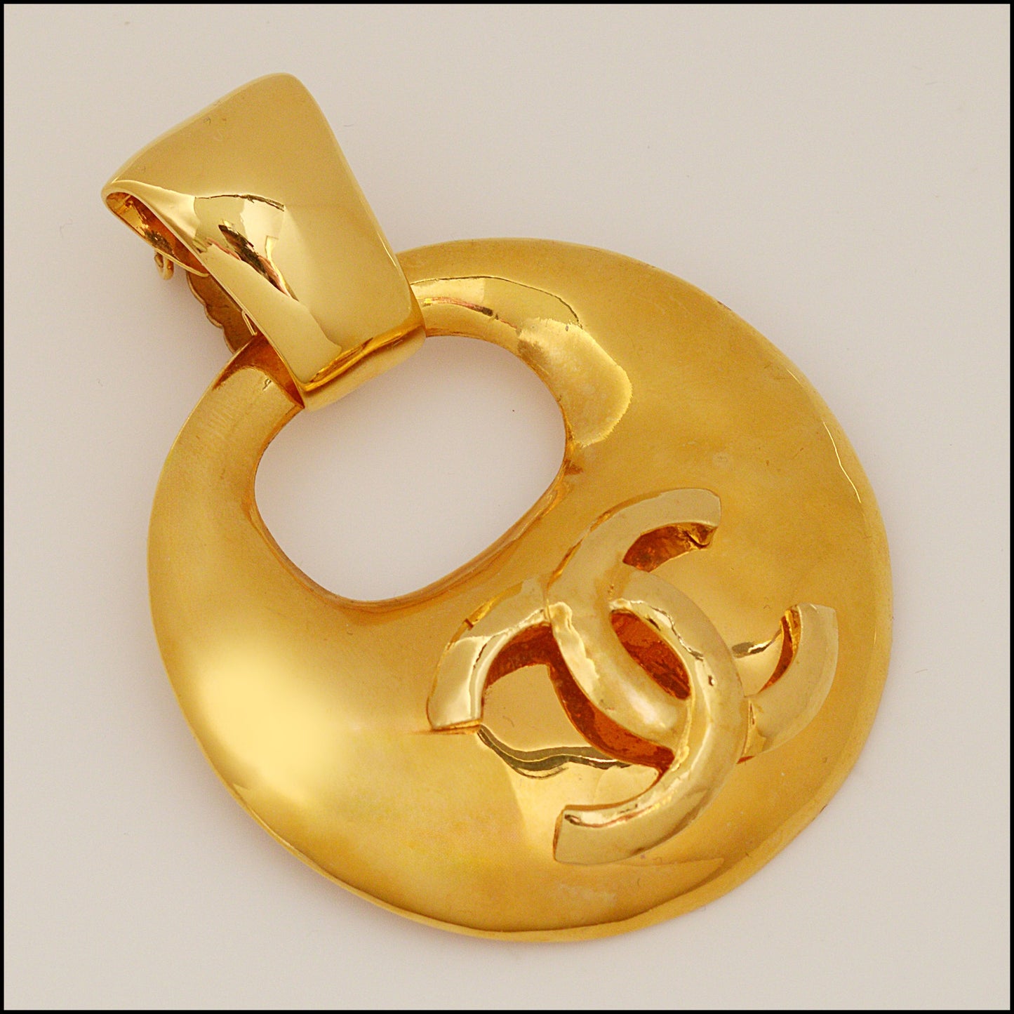 RDC14836 CHANEL Gold Large CC Dangle Earrings