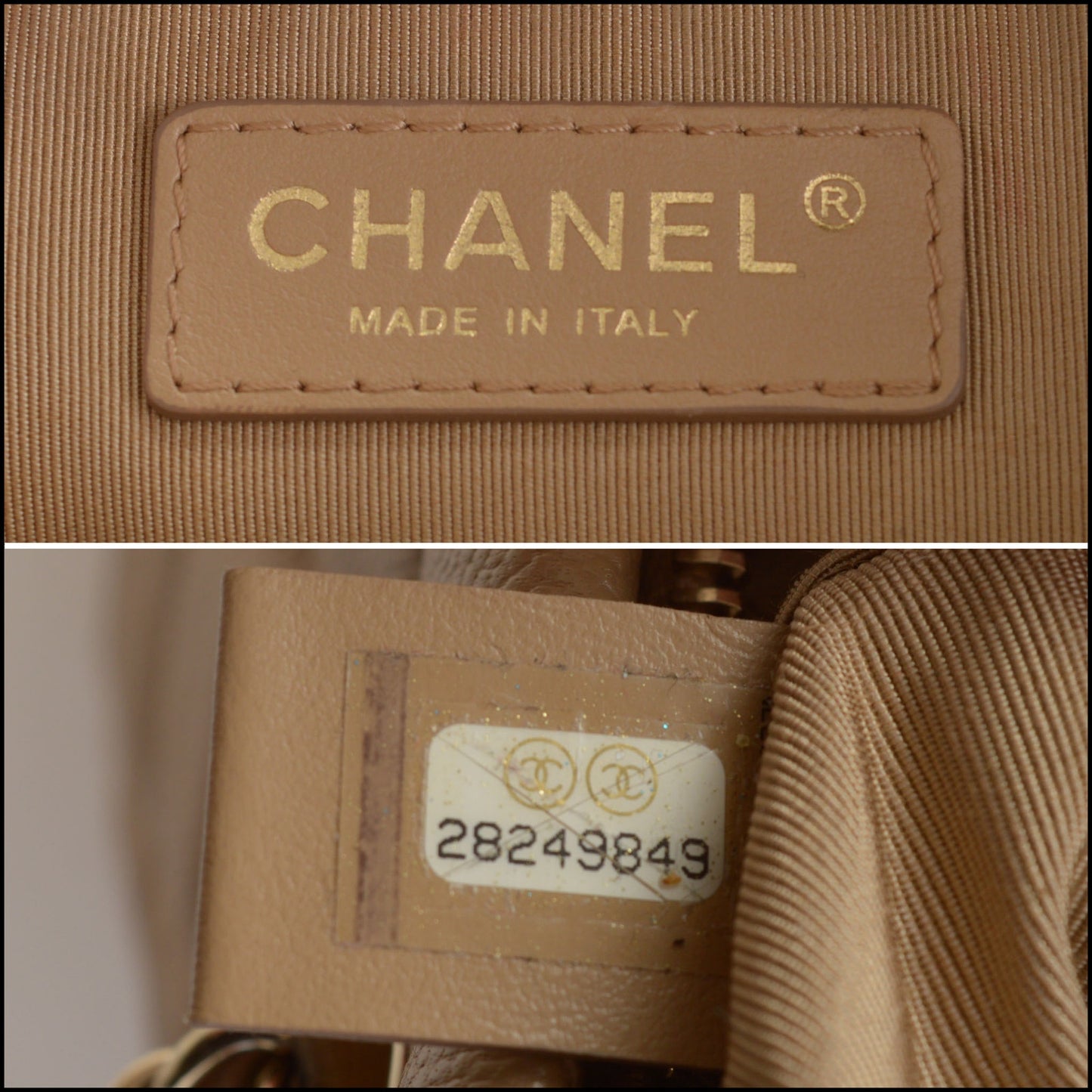 RDC14915 CHANEL 2019 Beige Caviar Leather Gold HW Rolled Up Bag