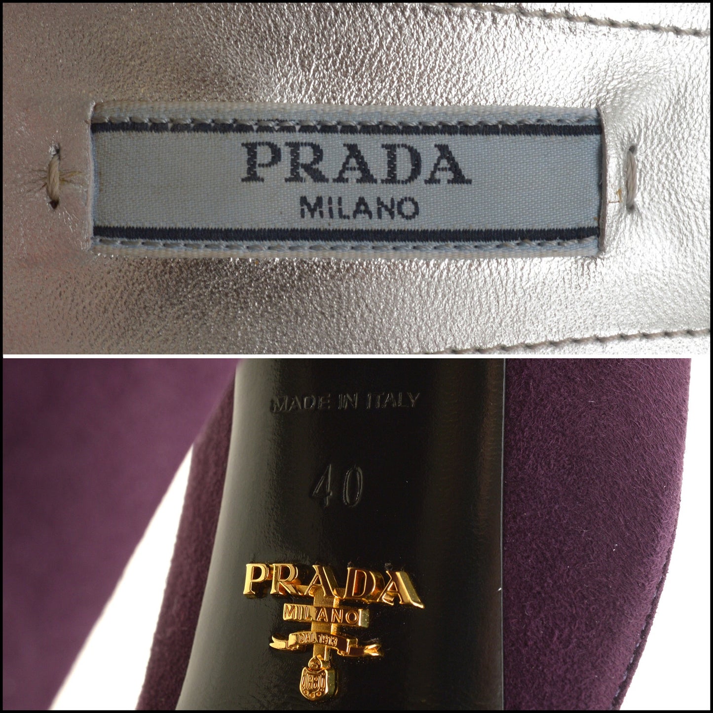 RDC15541 PRADA Deep Purple Suede Ankle Wrap Platform Heels Size 40