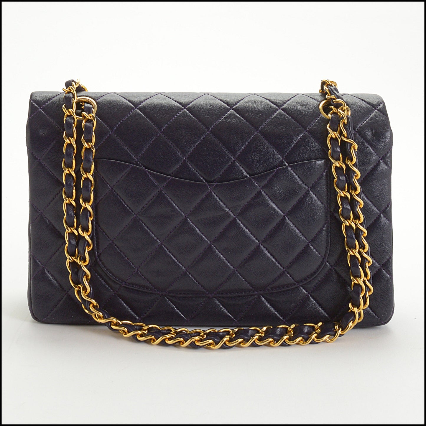 RDC14478 Chanel '89-'91 Eggplant Lambskin Classic Medium Double Flap Bag