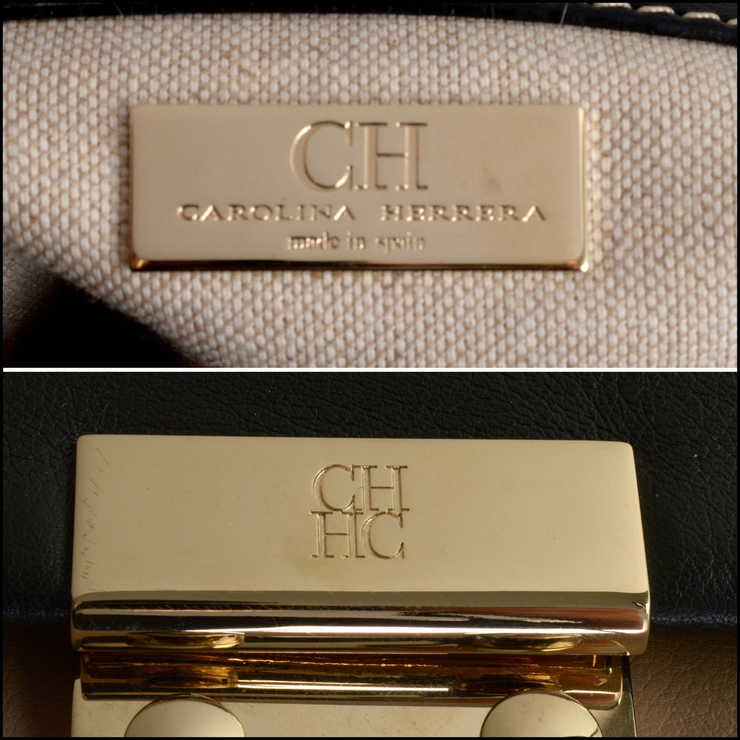 RDC14779 CAROLINA HERRERA Tricolor Black/Tan/Cream Shoulder Bag