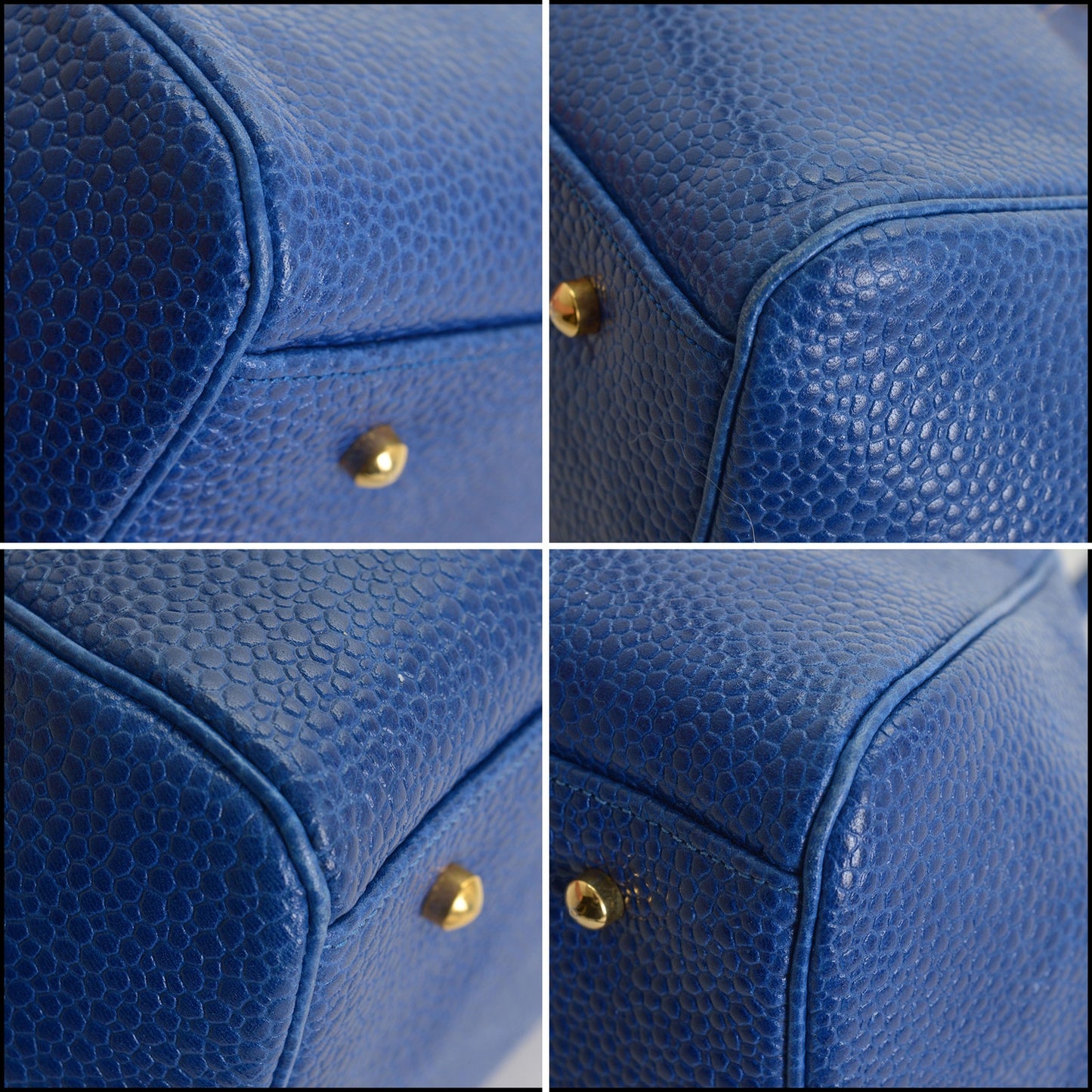 RDC14691 JUDITH LEIBER Blue Caviar Leather Mini Bowler Bag
