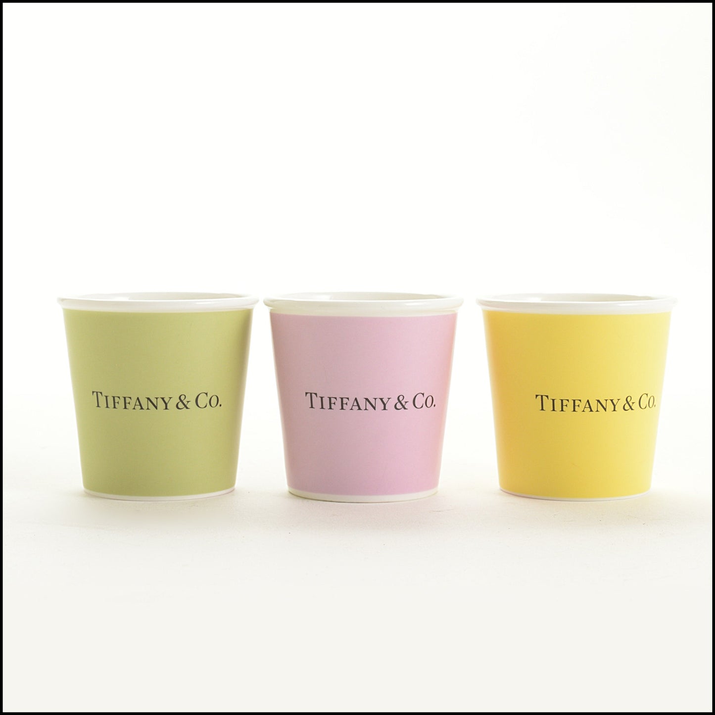 RDC15599 Tiffany & Co. Pastel Espresso "Paper Cups" Ceramic China Set of 3