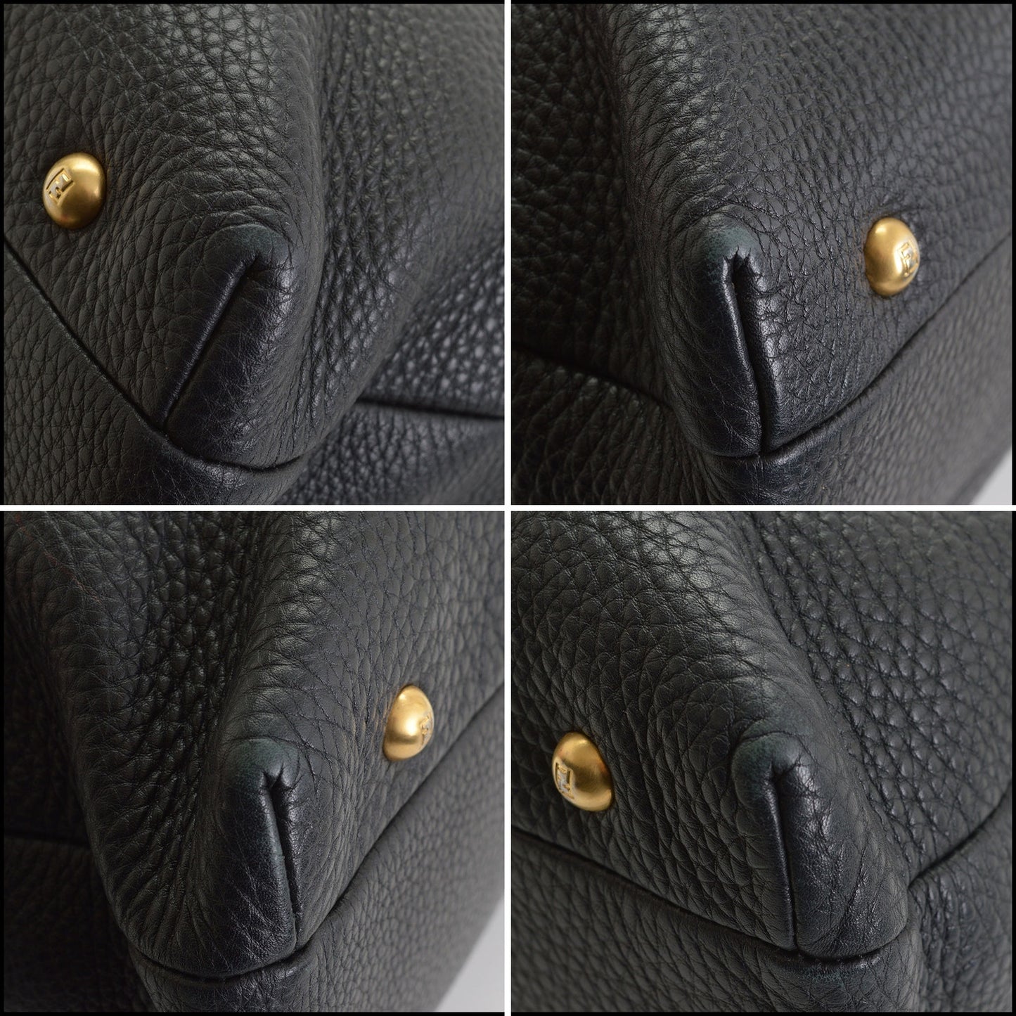 RDC14493 Fendi Selleria Black Pebbled Leather Dome Bag