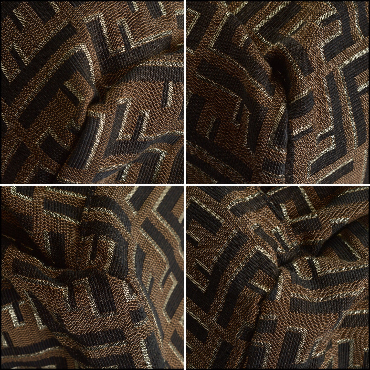 RDC14491 Fendi Gold Metallic Brown Zucca FF Logo Canvas Chef Shoulder Bag