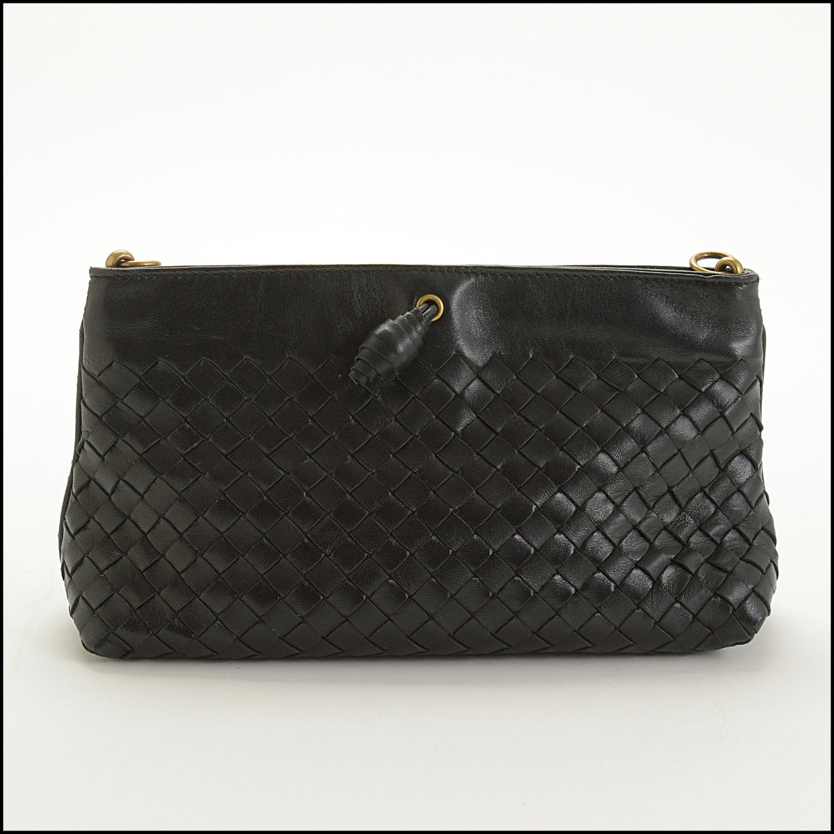 RDC15652 BOTTEGA VENETA 2007 Black Intrecciato Woven Pochette Bag