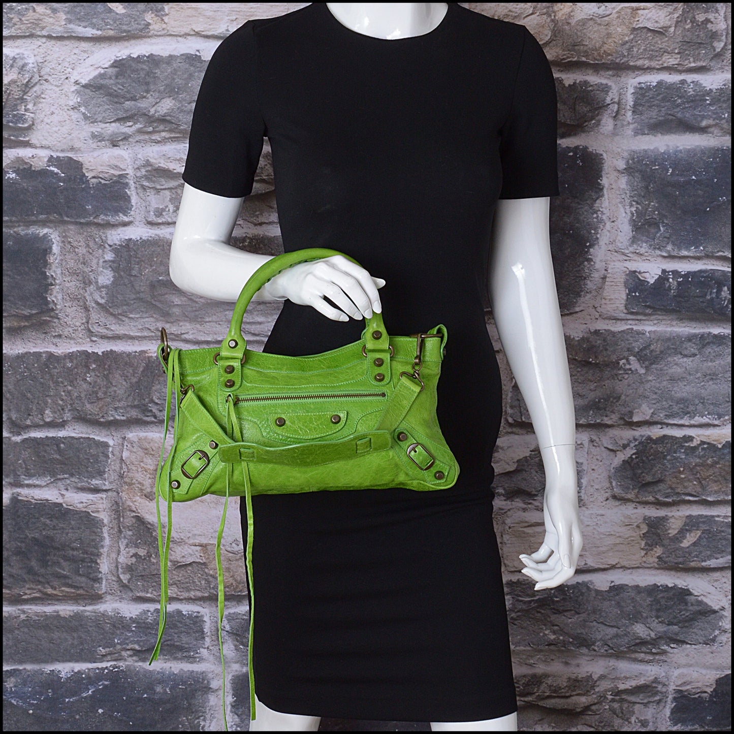 RDC14523 BALENCIAGA SS '05 Apple Green Chevre Leather Classic First Bag