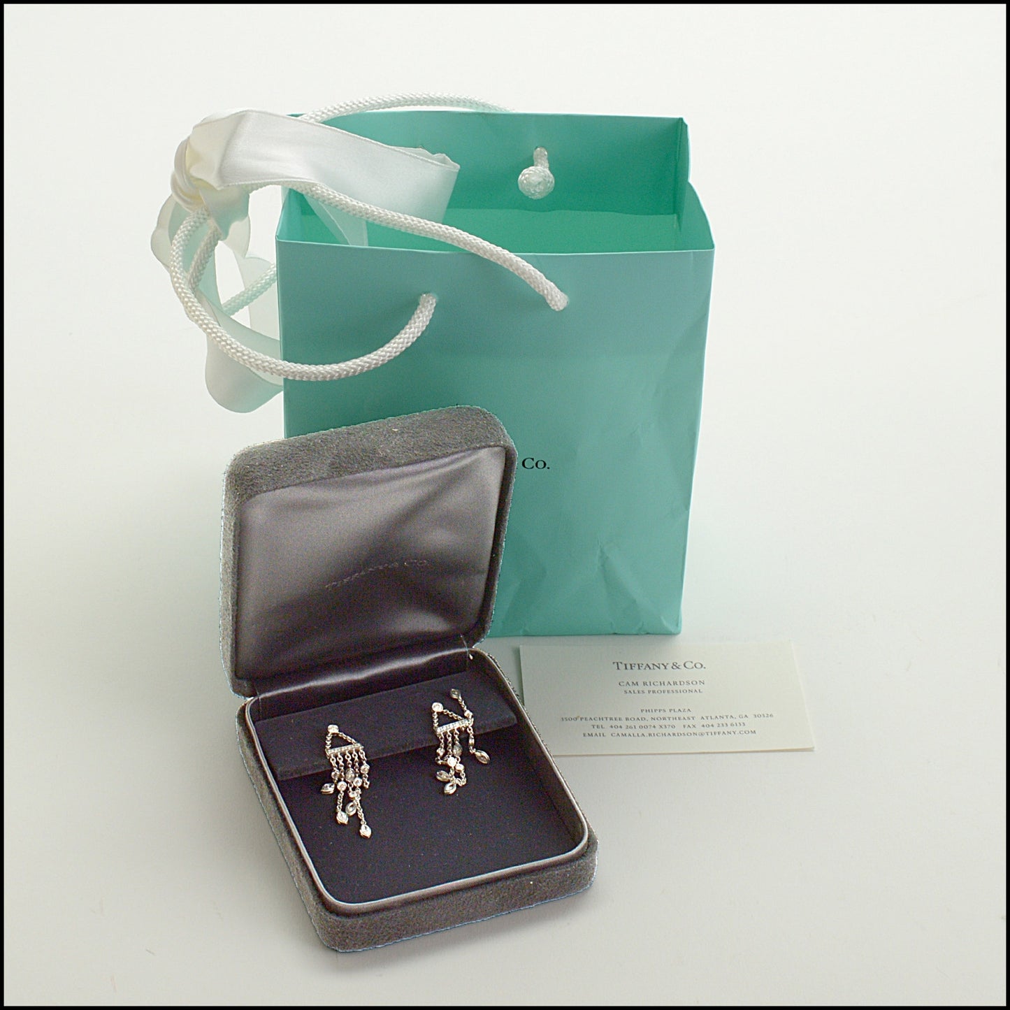 RDC15216 TIFFANY & CO. Platinum and Diamond Swing Chandelier Dop Earrings