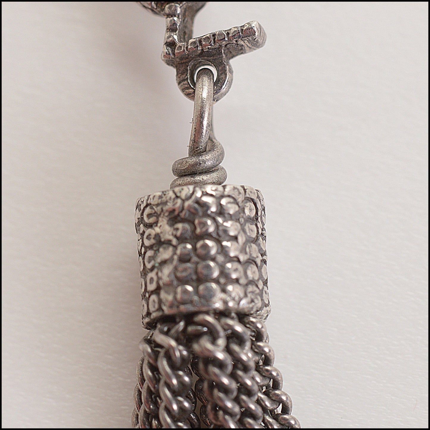 RDC14708 SAINT LAURENT YSL Dark Silver Chain Fringe Dangle Earrings