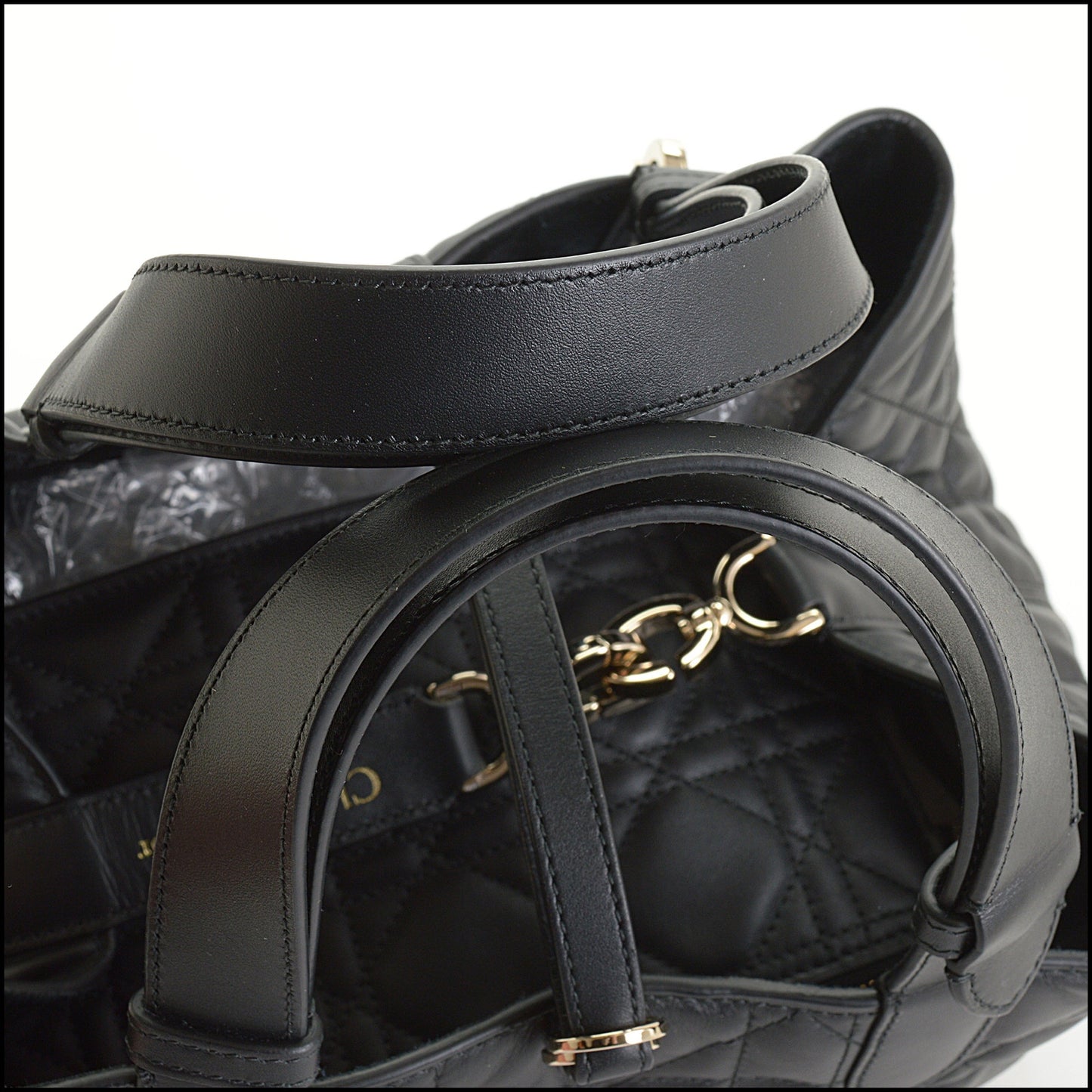 RDC14942 CHRISTIAN DIOR Black Macrocannage Quilted Calfskin Toujours Medium Tote Bag