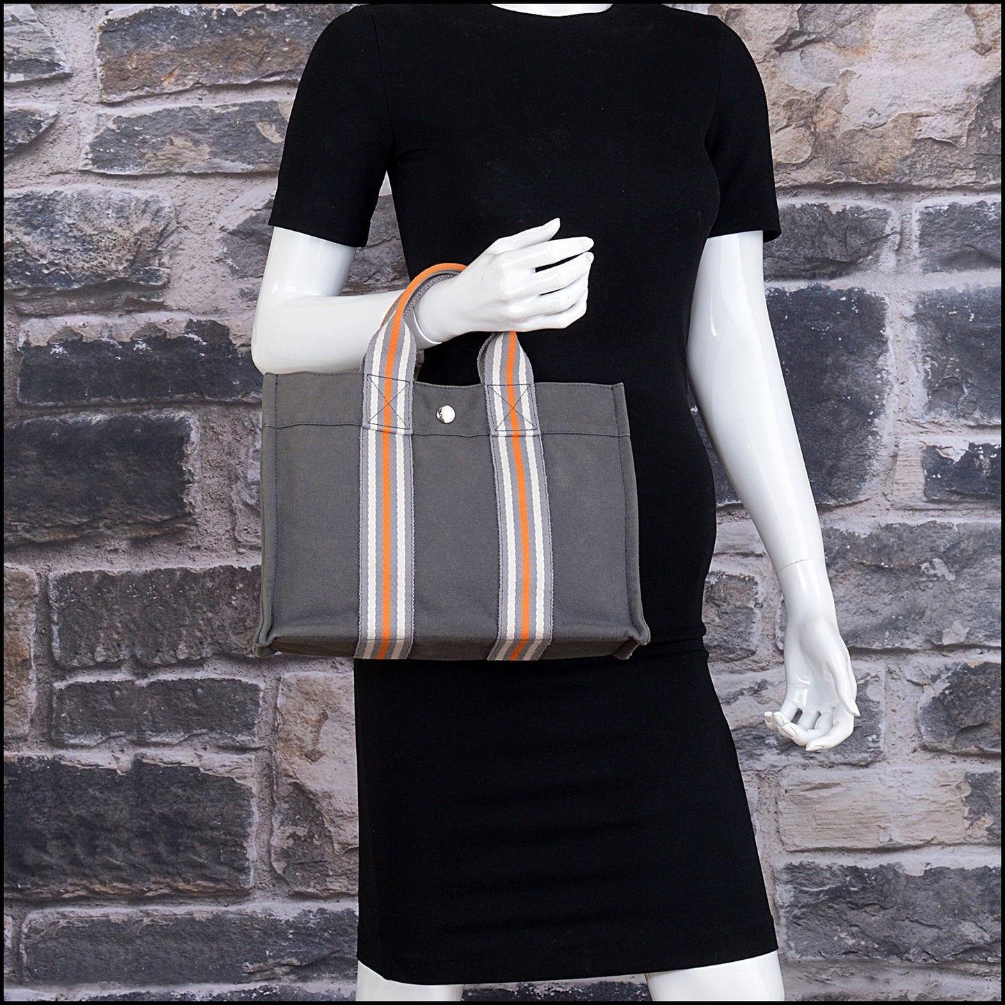 RDC15581 HERMES '01 Grey Canvas Ginza Fourre-Tout PM Mini Bag