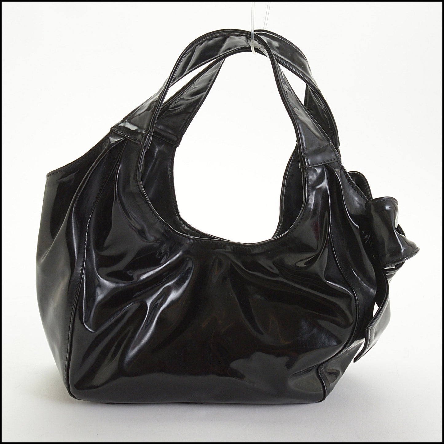 RDC14617 VALENTINO Black Patent Mini Bow Bag