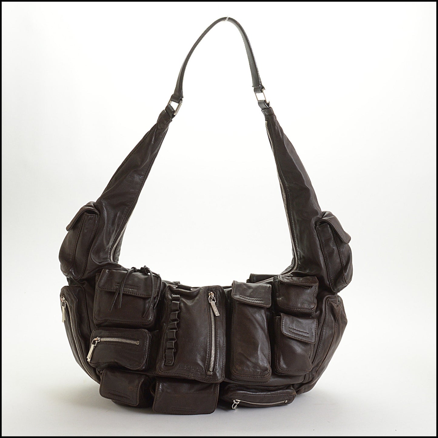 RDC14881 JIL SANDER Dark Brown Leather Multi Pocket Bag