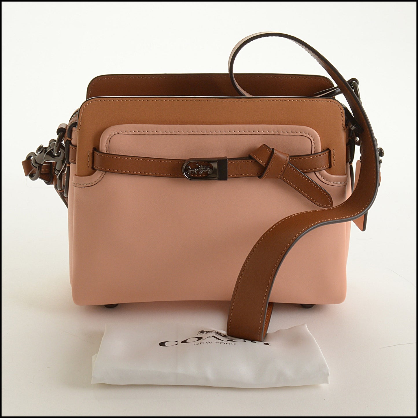 RDC15492 COACH Pink and Tan Glovetanned Leather Tate 24 Bag