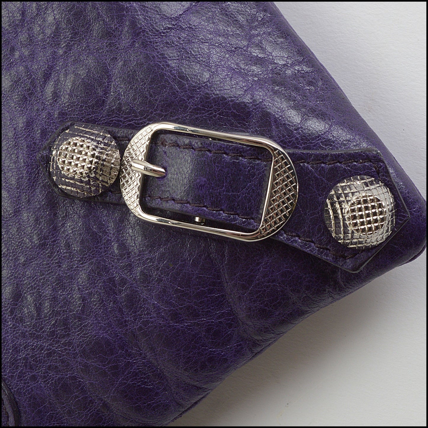 RDC14345 Authentic BALENCIAGA '12 Purple Lambskin 12mm Silver HW Coin Purse