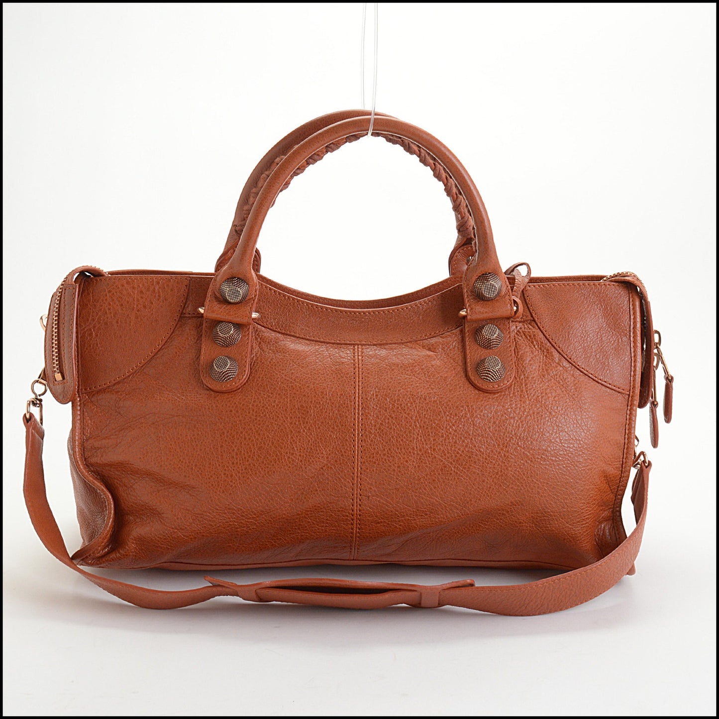 RDC14350 Authentic BALENCIAGA '11 Orange Lambskin Rose Giant HW Part Time Bag