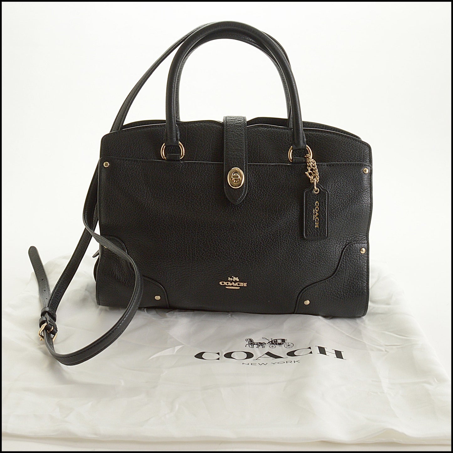 RDC15470 COACH Black Leather Mercer 30 Satchel
