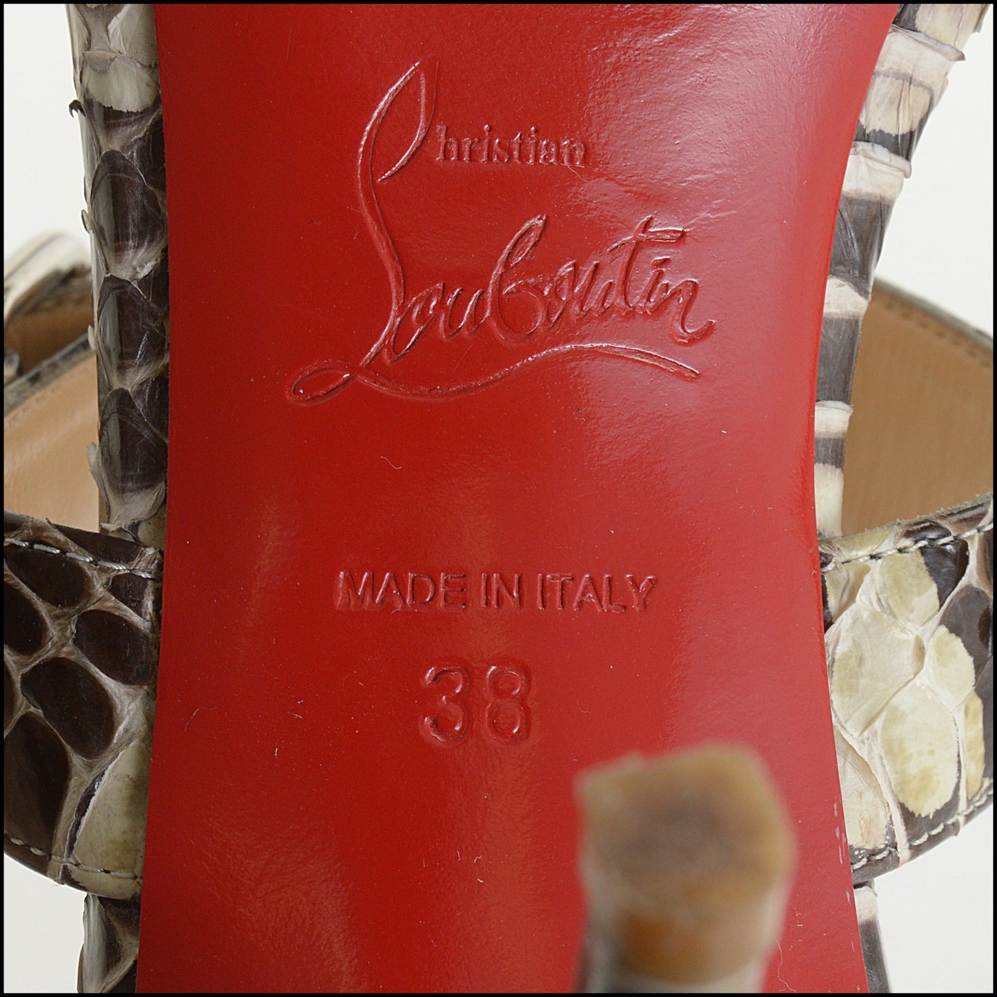 RDC14665 CHRISTIAN LOUBOUTIN Python Criss Cross High Heel Atalanta Sandals Size 38