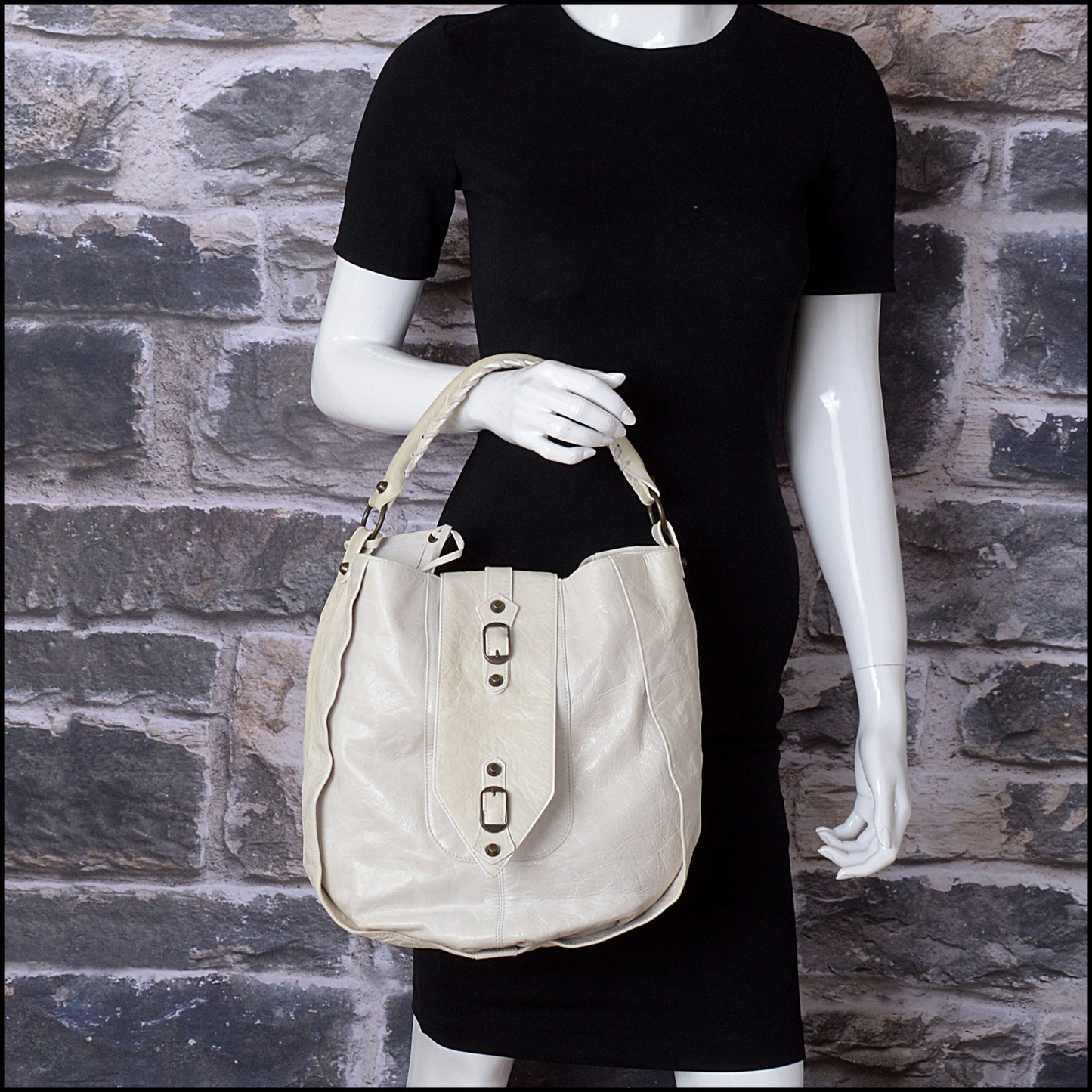 RDC14524 BALENCIAGA SS '06 Blanc White Chevre Leather Classic Shrug Hobo Bag