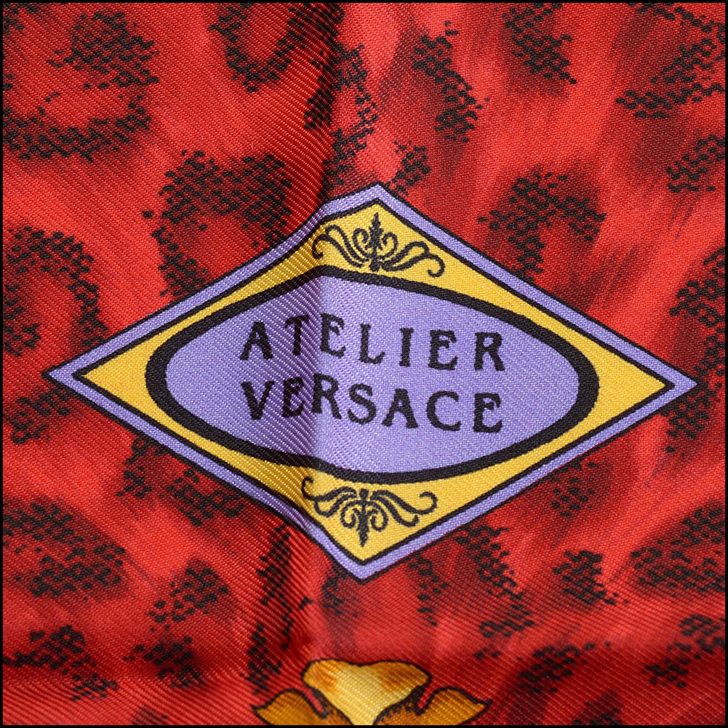 RDC14800 GIANNI VERSACE Vintage Red/Gold Horse & Rider Silk Scarf