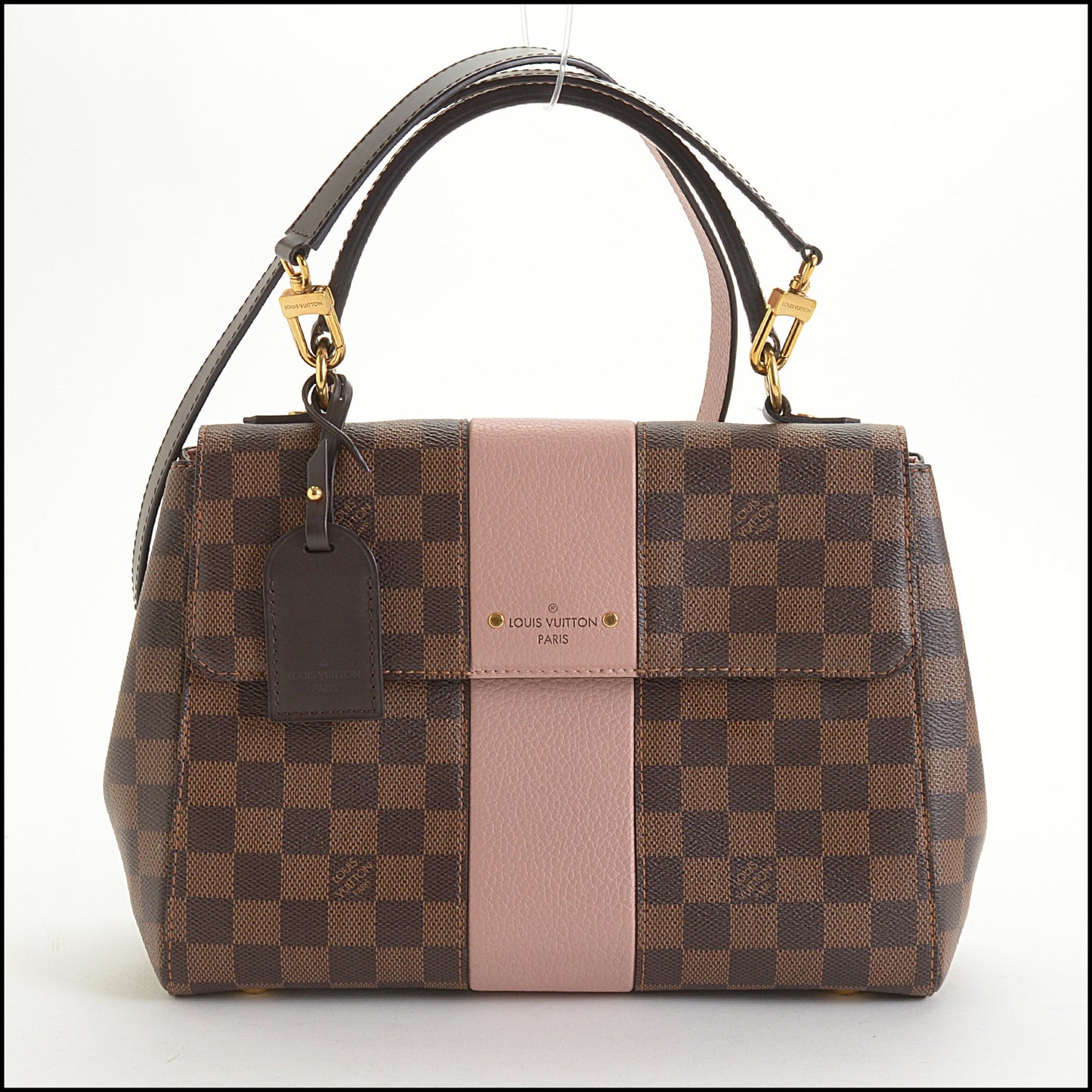 RDC14848 LOUIS VUITTON Damier Ebene & Magnolia Pink Leather Handbag