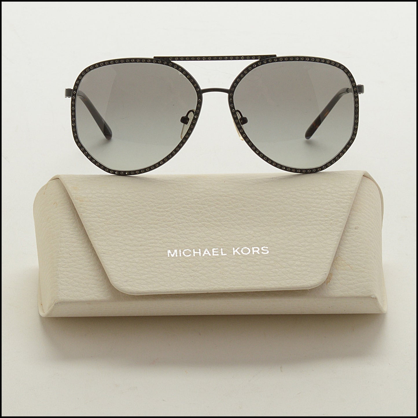 RDC14990 MICHAEL KORS Crystal Studded Black Aviator Miami Sunglasses