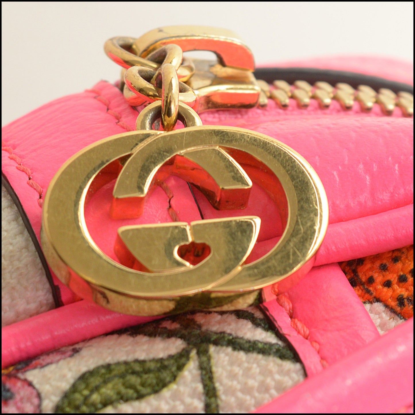 RDC14494 Gucci Fluorescent Pink Floral Canvas Crossbody Bag