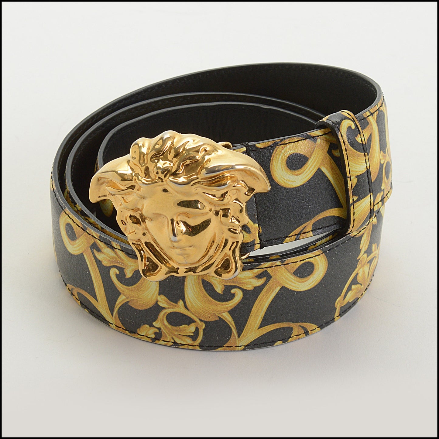 RDC14499 VERSACE Gold & Black Medusa Buckle Belt