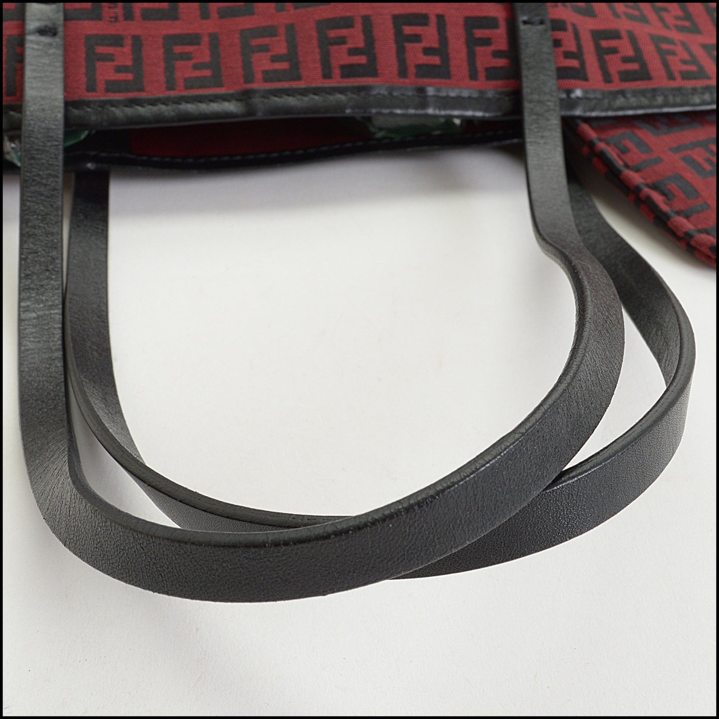 RDC14852 FENDI Red & Black Zucchino Canvas Mini Tote
