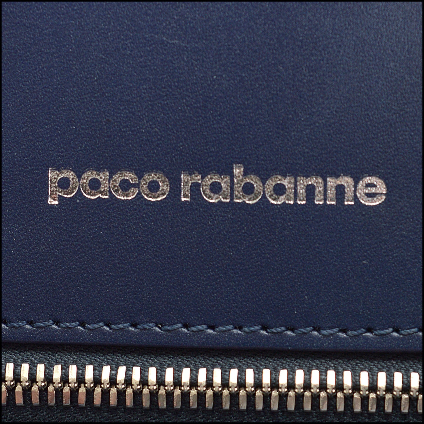 RDC14657 PACO RABANNE Navy Blue Suede Silver Disc Flap Bag