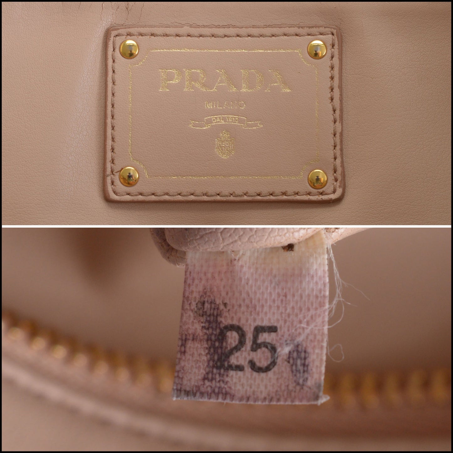 RDC14812 PRADA Saffiano Leather Gold & Silver Zippers Shoulder Bag