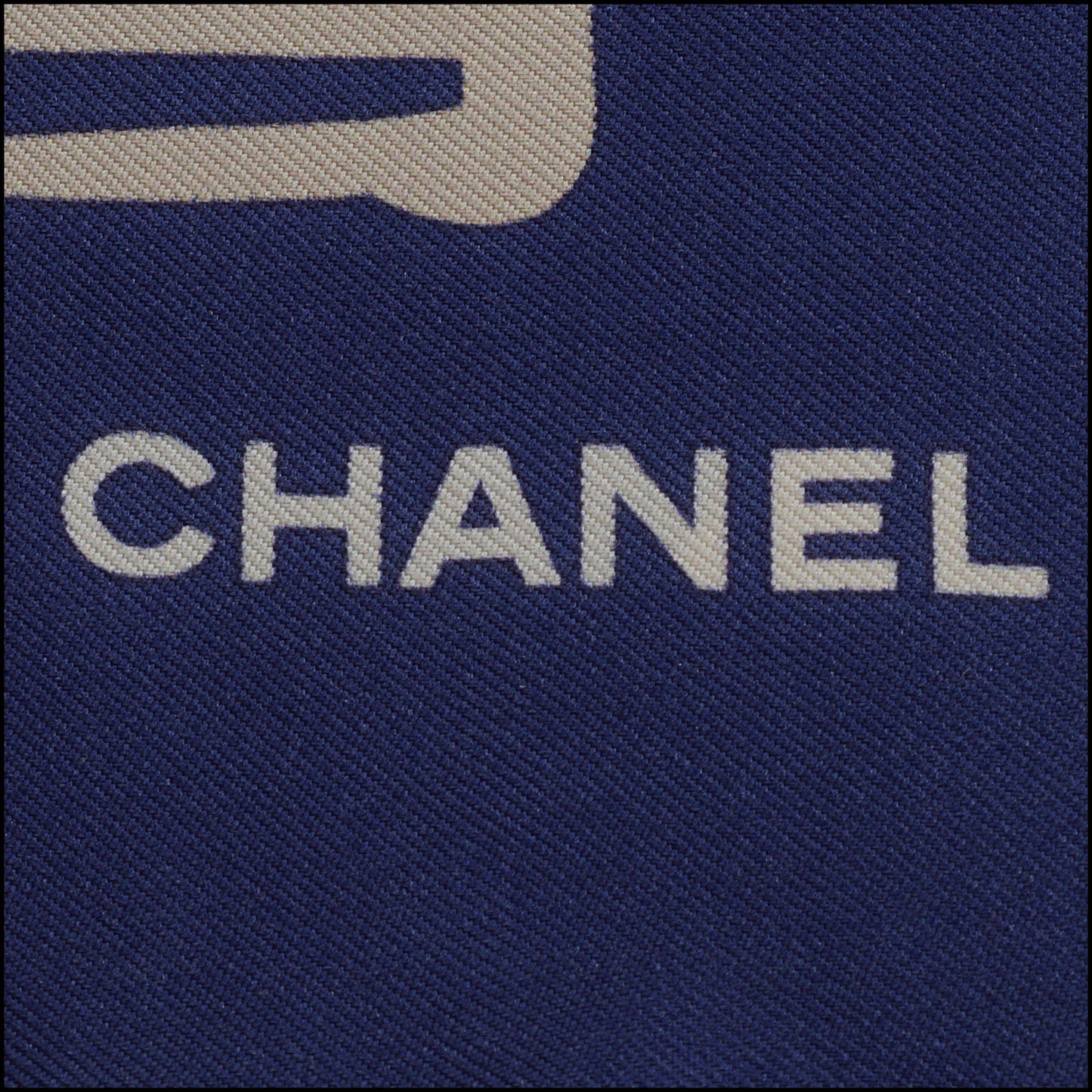 RDC14312 Authentic CHANEL Navy Blue & Multicolor Shopping Bags 90cm Silk Scarf