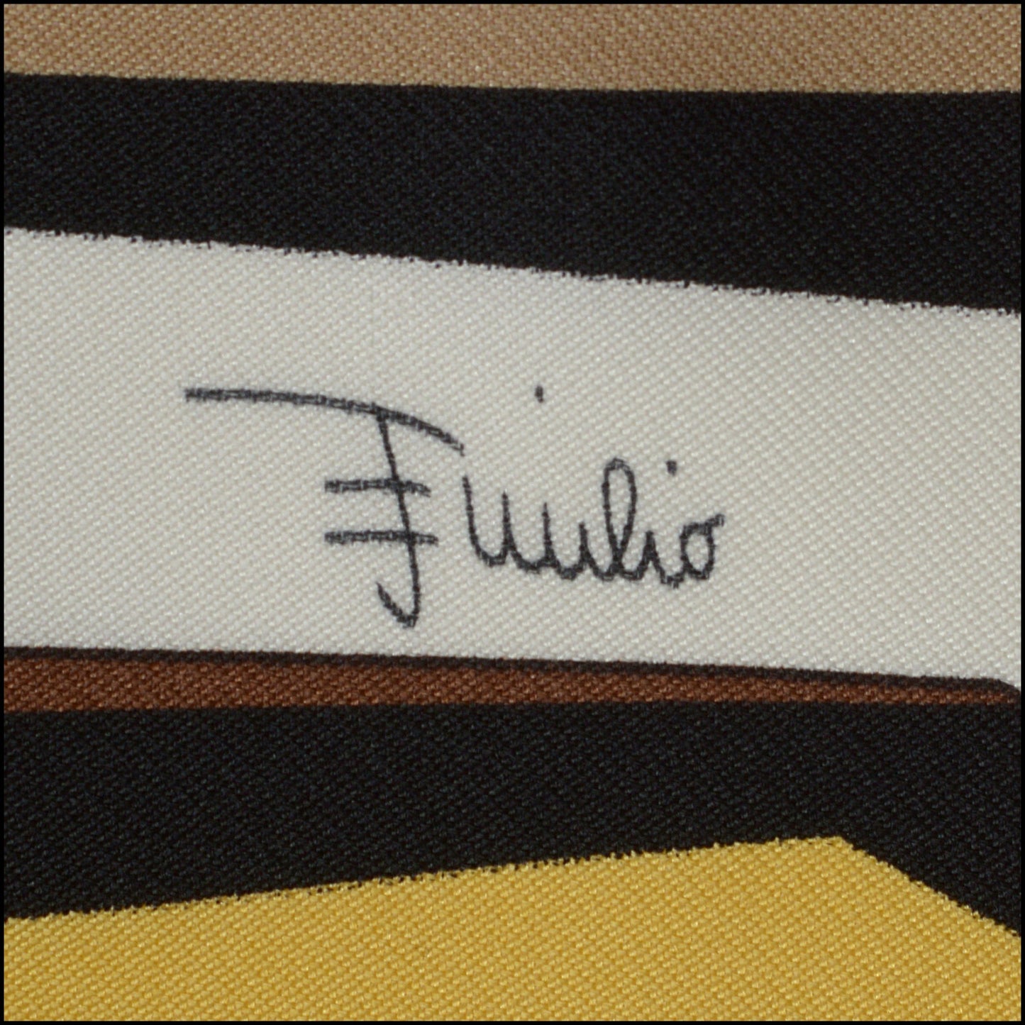 RDC14297 EMILIO PUCCI Black/Yellow/Brown Concentric Lines 90cm Square Silk Scarf