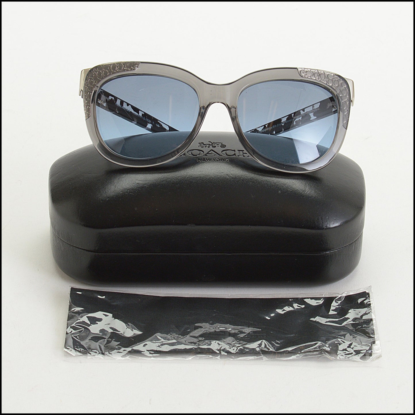 RDC14994 COACH Transluscent Grey Acetate Logo Accent Sunglasses