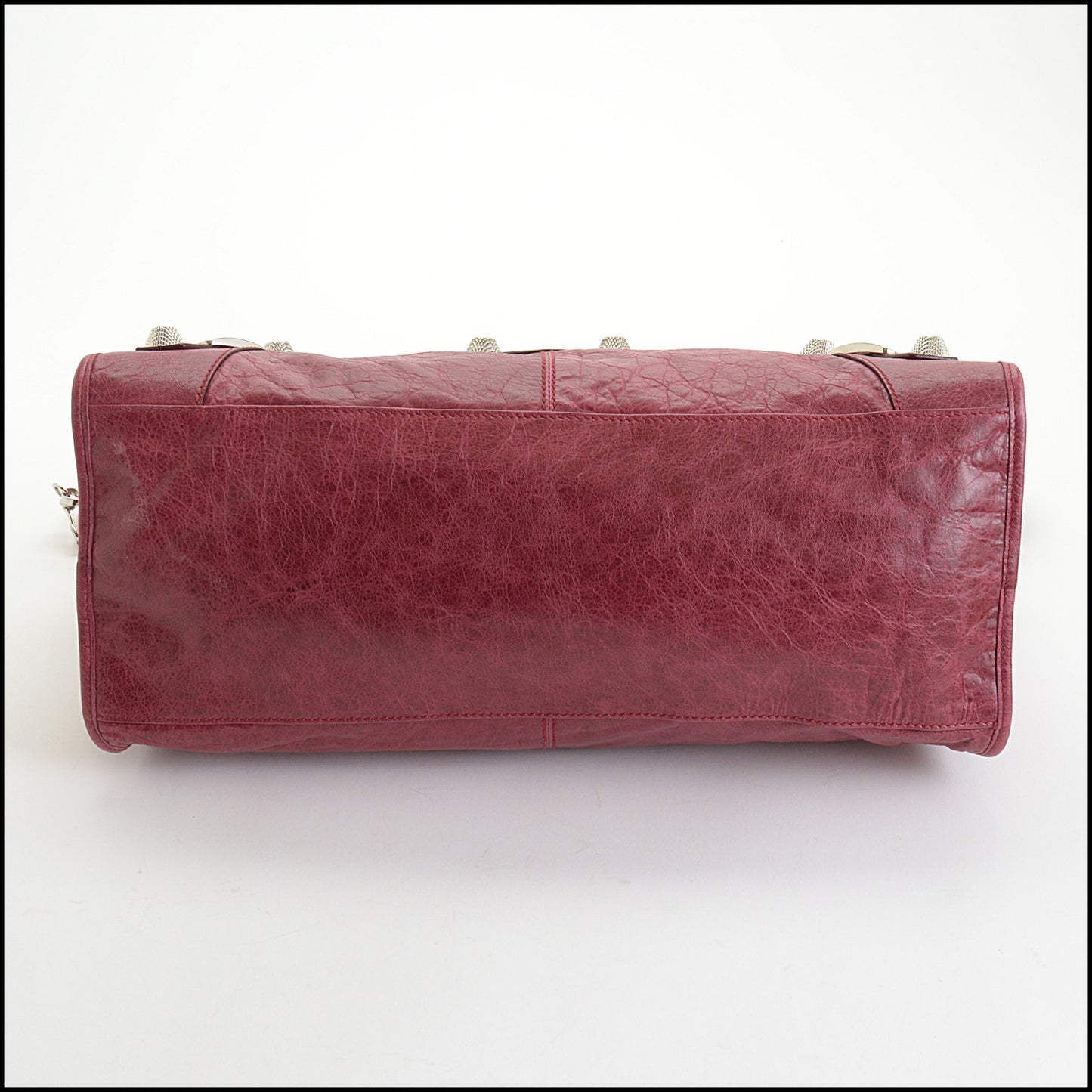 RDC14349 Authentic BALENCIAGA '09 Red Lambskin Silver Giant HW Part Time Bag