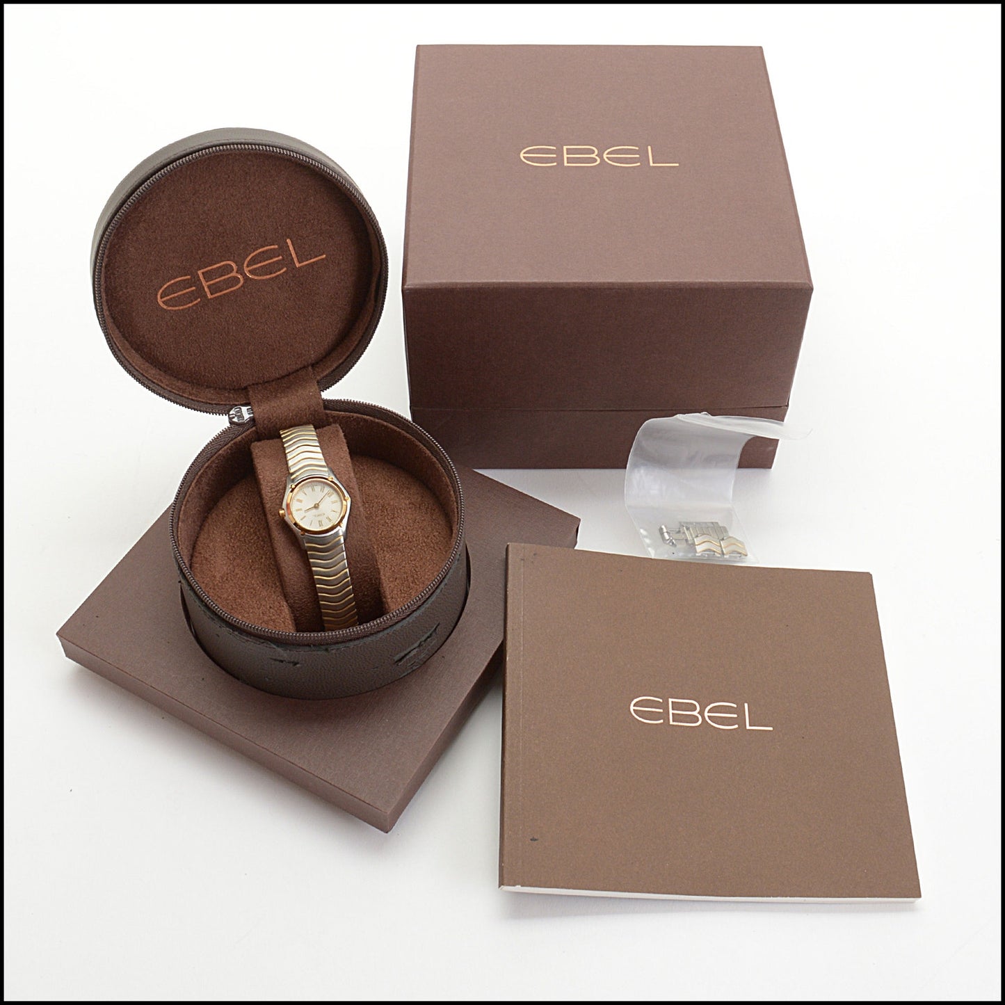 RDC14079 Authentic EBEL Classic Yellow Gold and Steel MOP Dial Mini Wave Watch