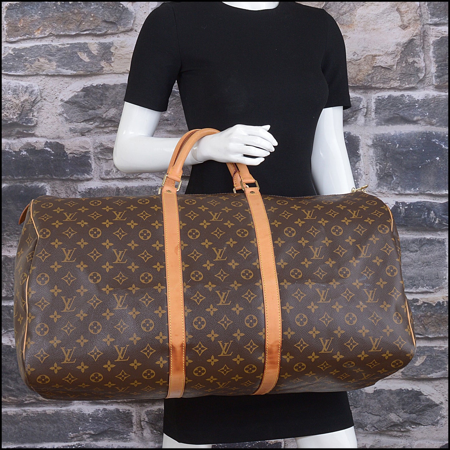 RDC15518 LOUIS VUITTON Brown LV Monogram Canvas Keepall 60 Travel Bag