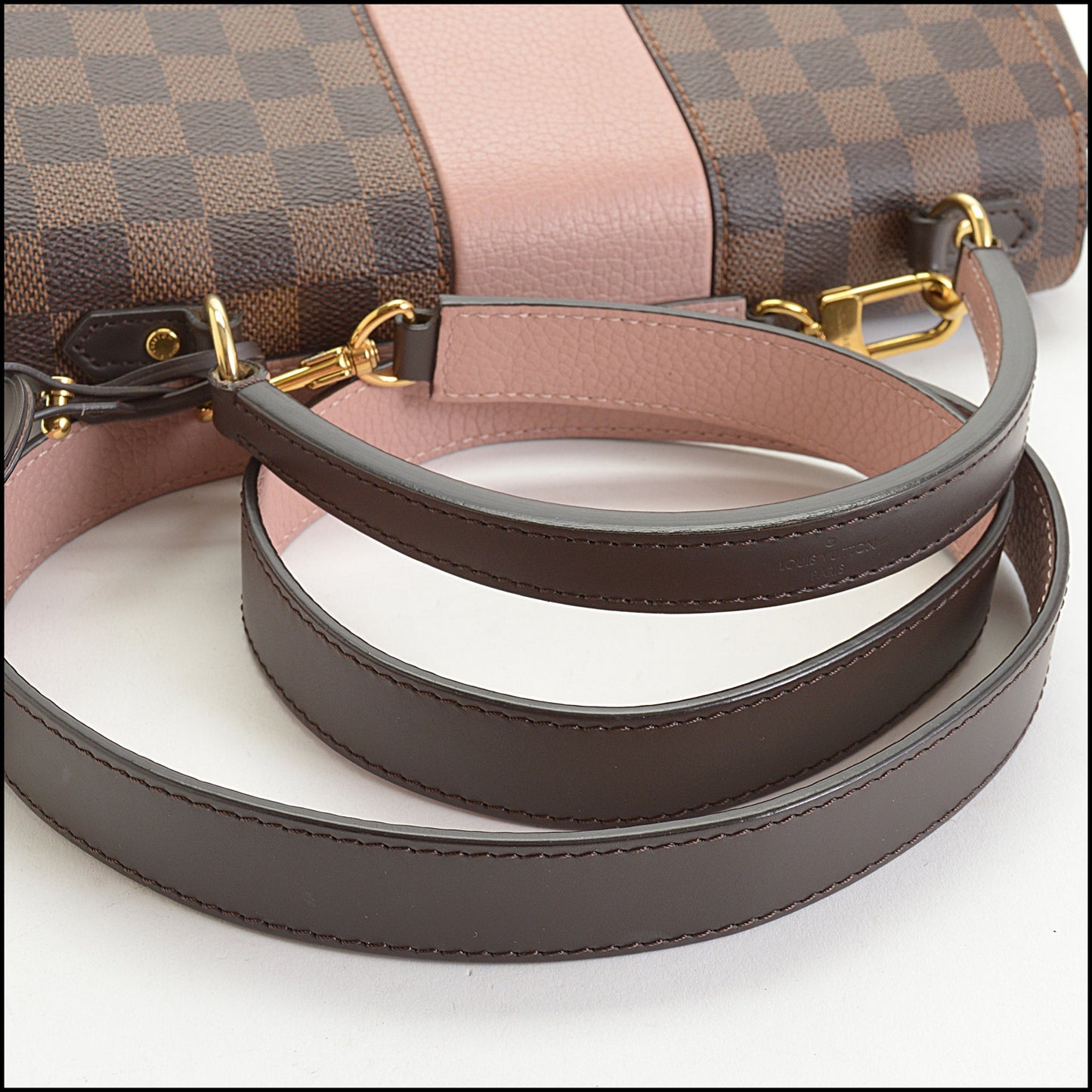 RDC14848 LOUIS VUITTON Damier Ebene & Magnolia Pink Leather Handbag