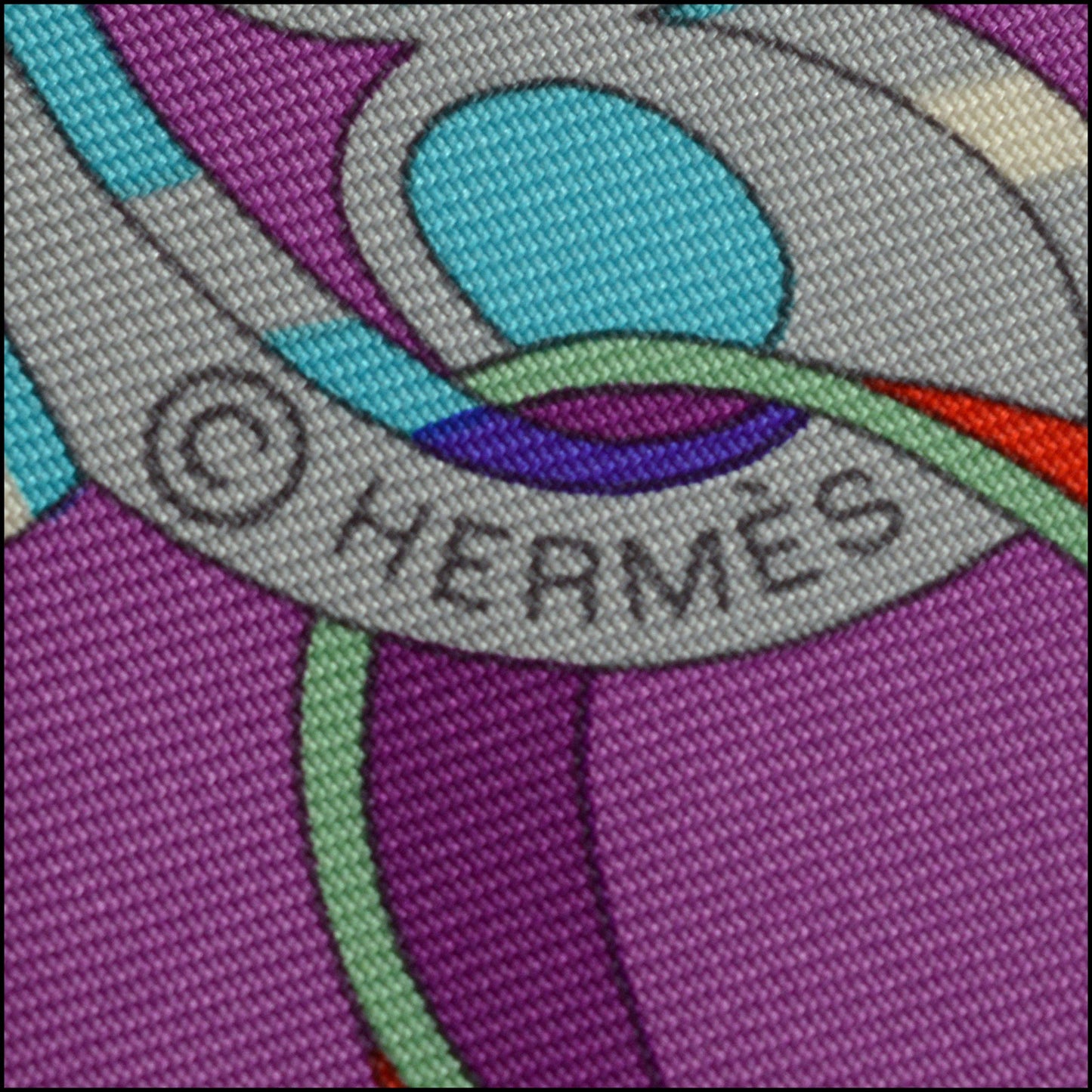 RDC14822 HERMES Turquoise/Multi Sous L'egide de Mars 90 cm Silk Scarf