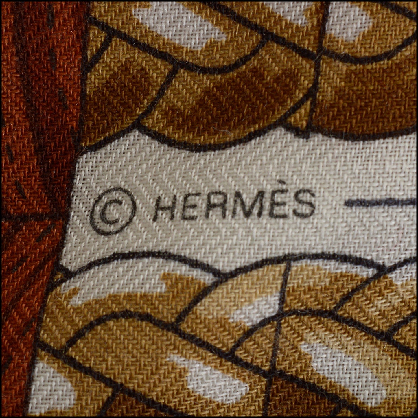 RDC14918 HERMES 2024 Red/White/Multi "Coaching Deja Vu" Cashmere/Silk 140 Shawl