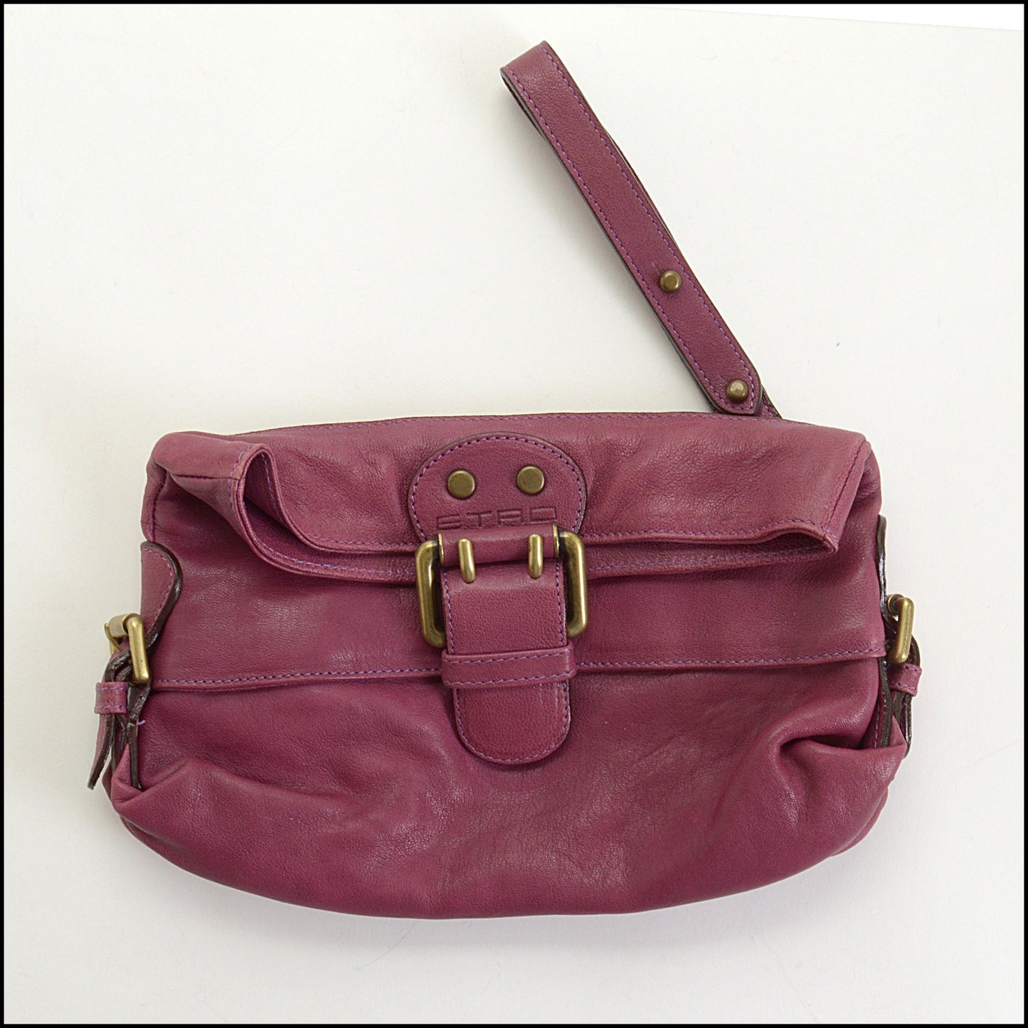 RDC14575 ETRO Purple Goatskin Foldover Buckle Wristlet Clutch
